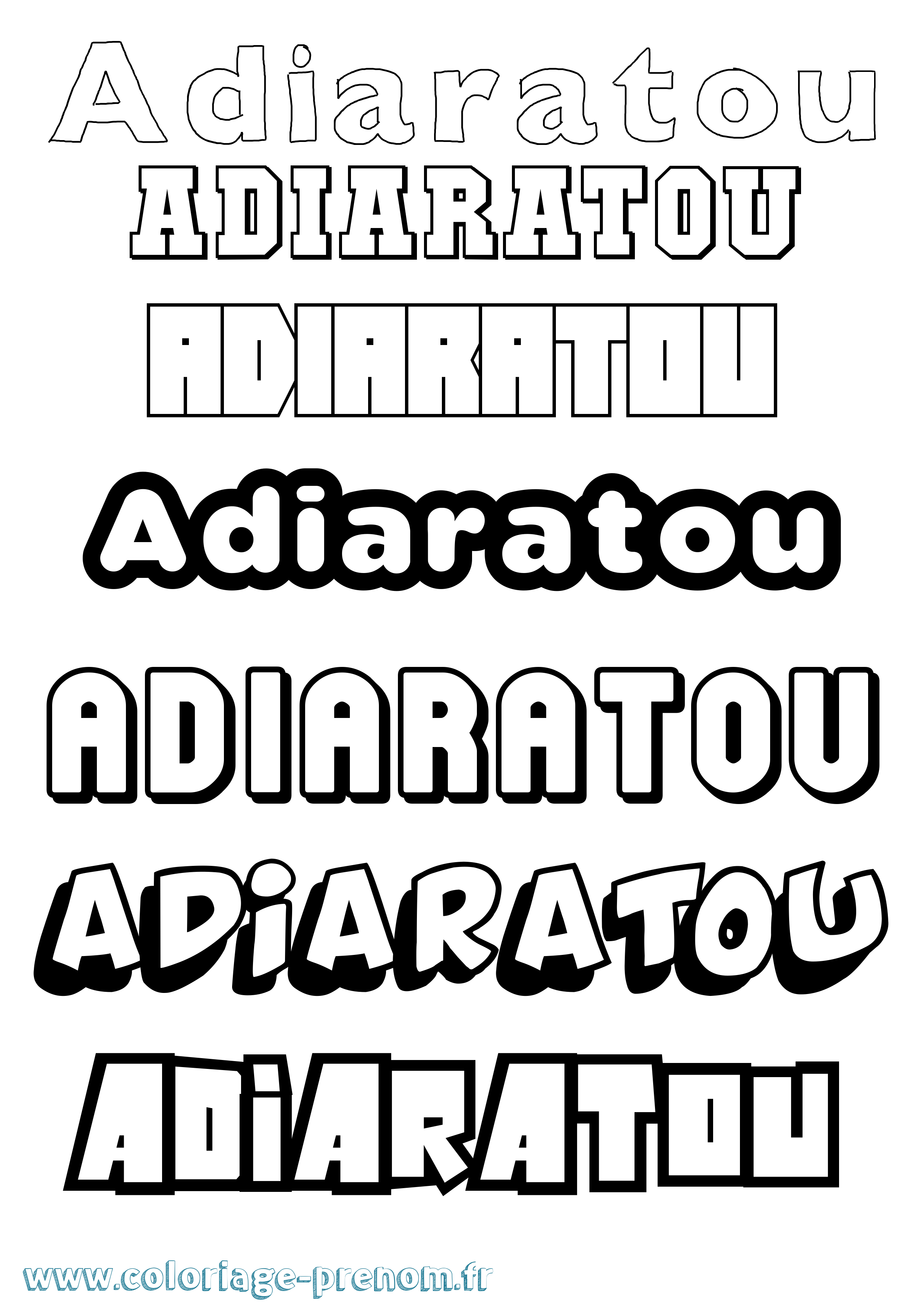 Coloriage Adiaratou Simple Coloriage prénom Adiaratou Simple