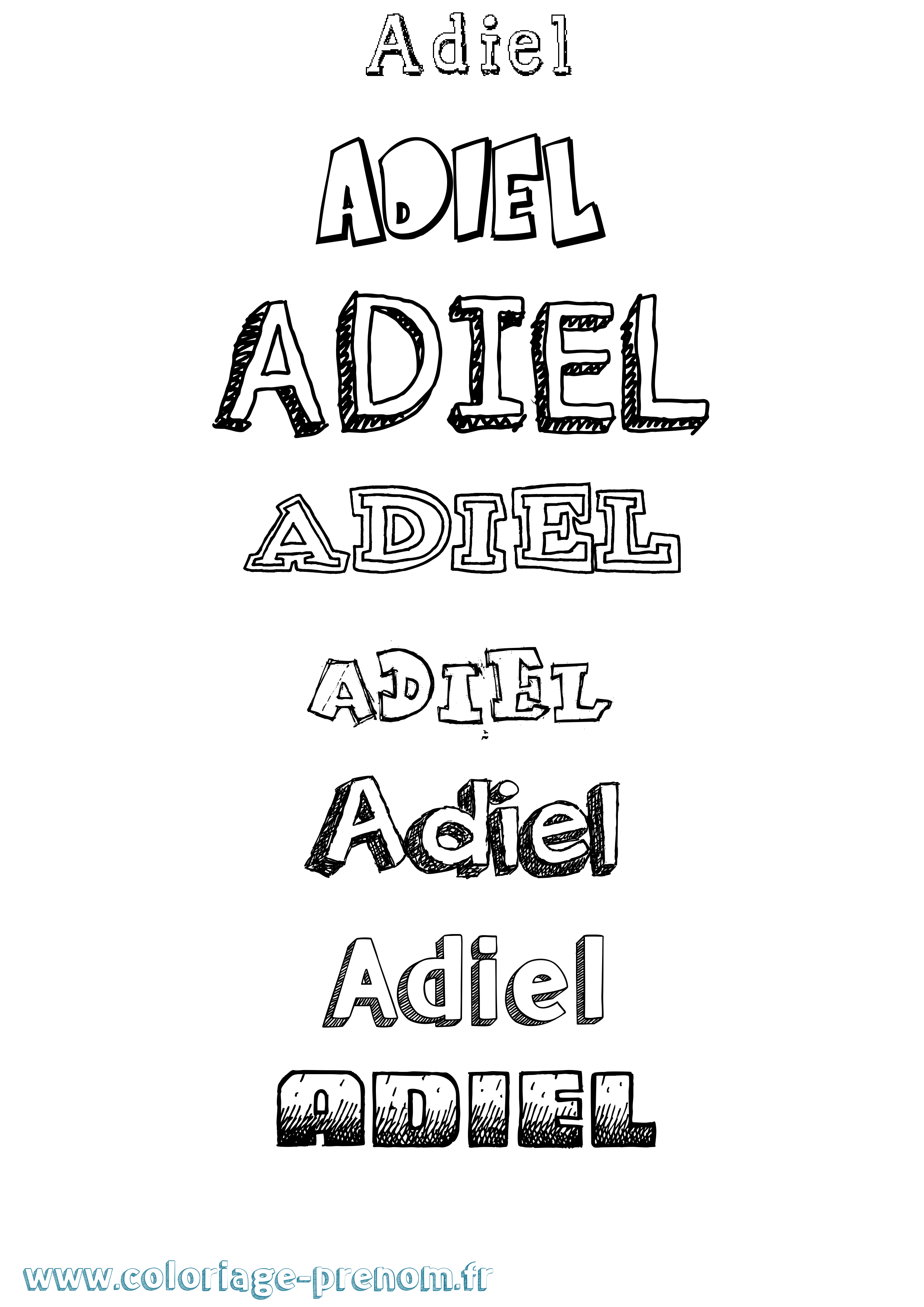 Coloriage Adiel Dessiné Coloriage prénom Adiel Dessiné
