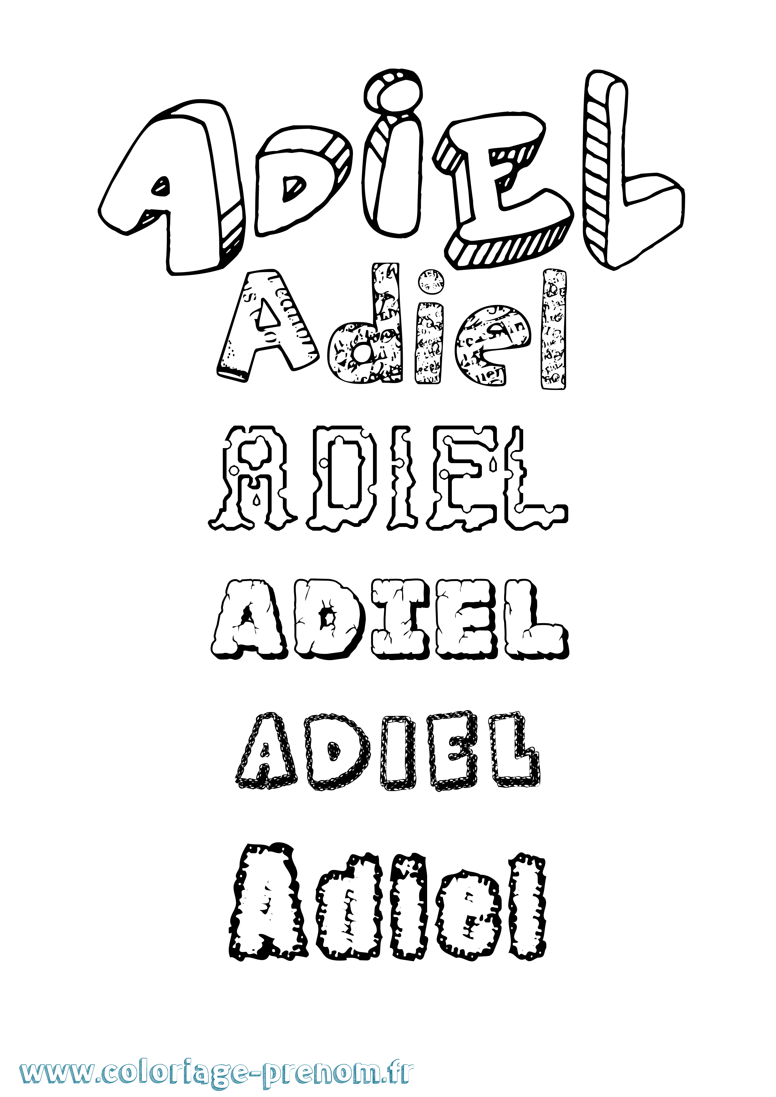 Coloriage Adiel Destructuré Coloriage prénom Adiel Destructuré