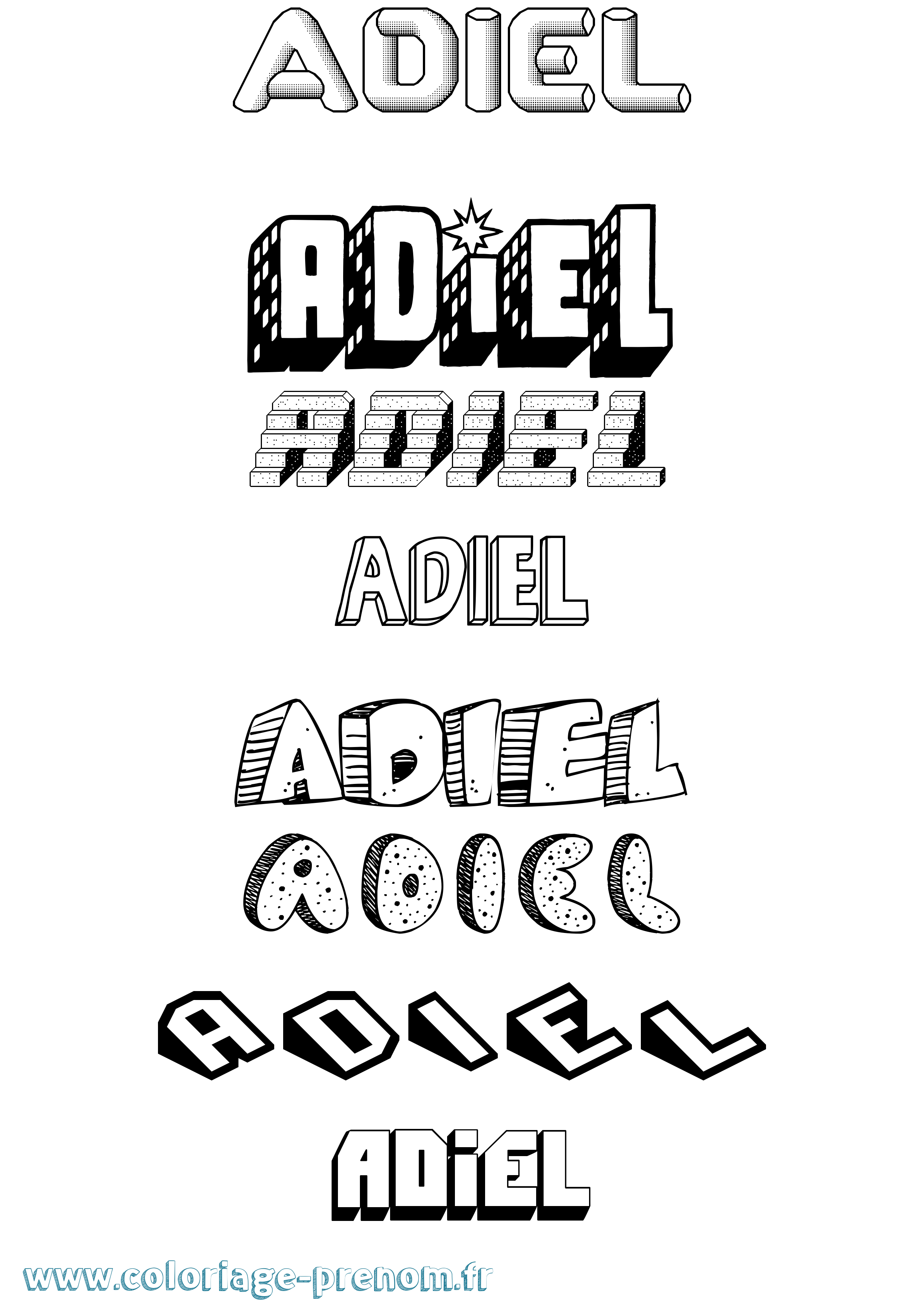 Coloriage Adiel Effet 3D Coloriage prénom Adiel Effet 3D