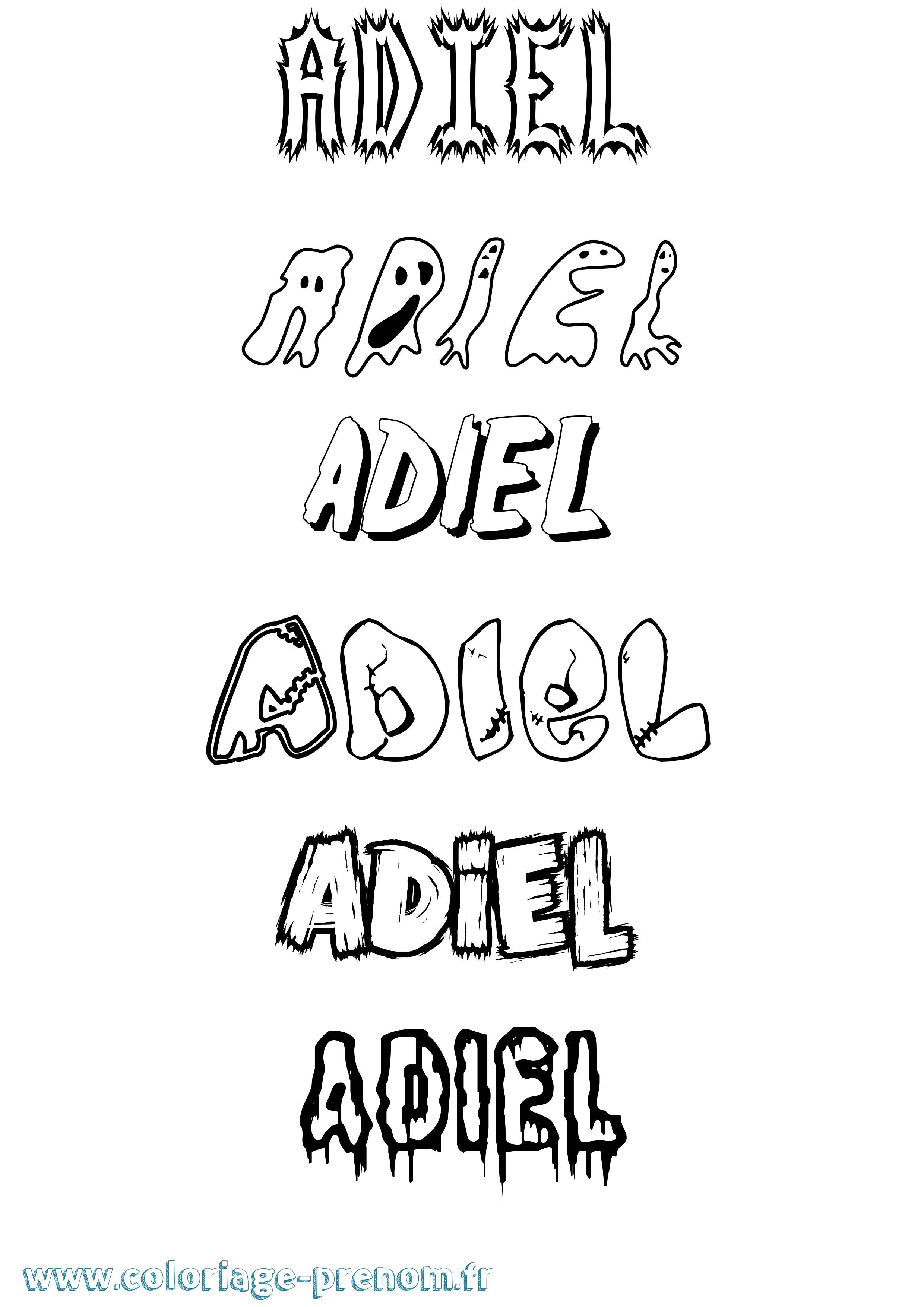 Coloriage Adiel Frisson Coloriage prénom Adiel Frisson