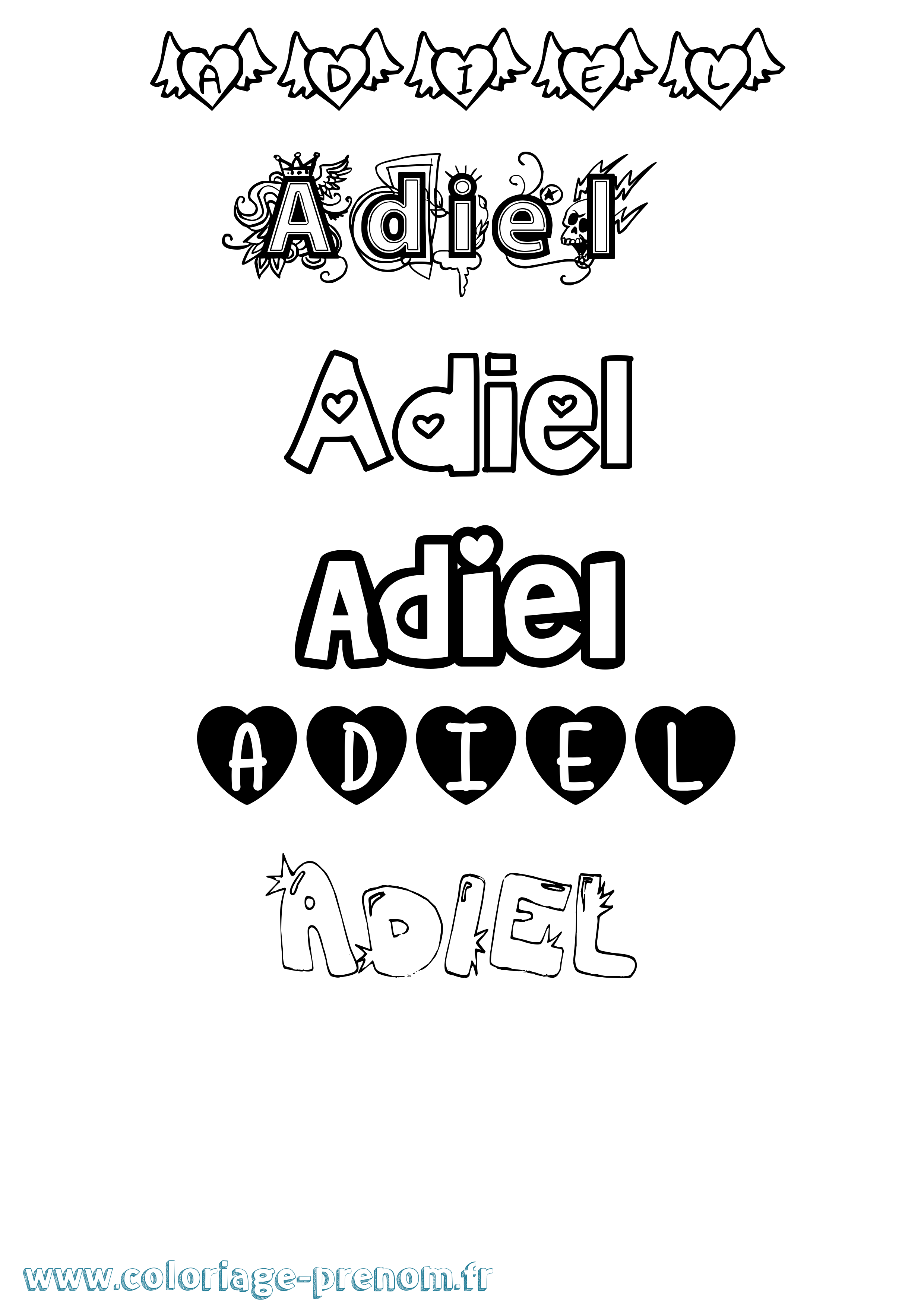 Coloriage Adiel Girly Coloriage prénom Adiel Girly
