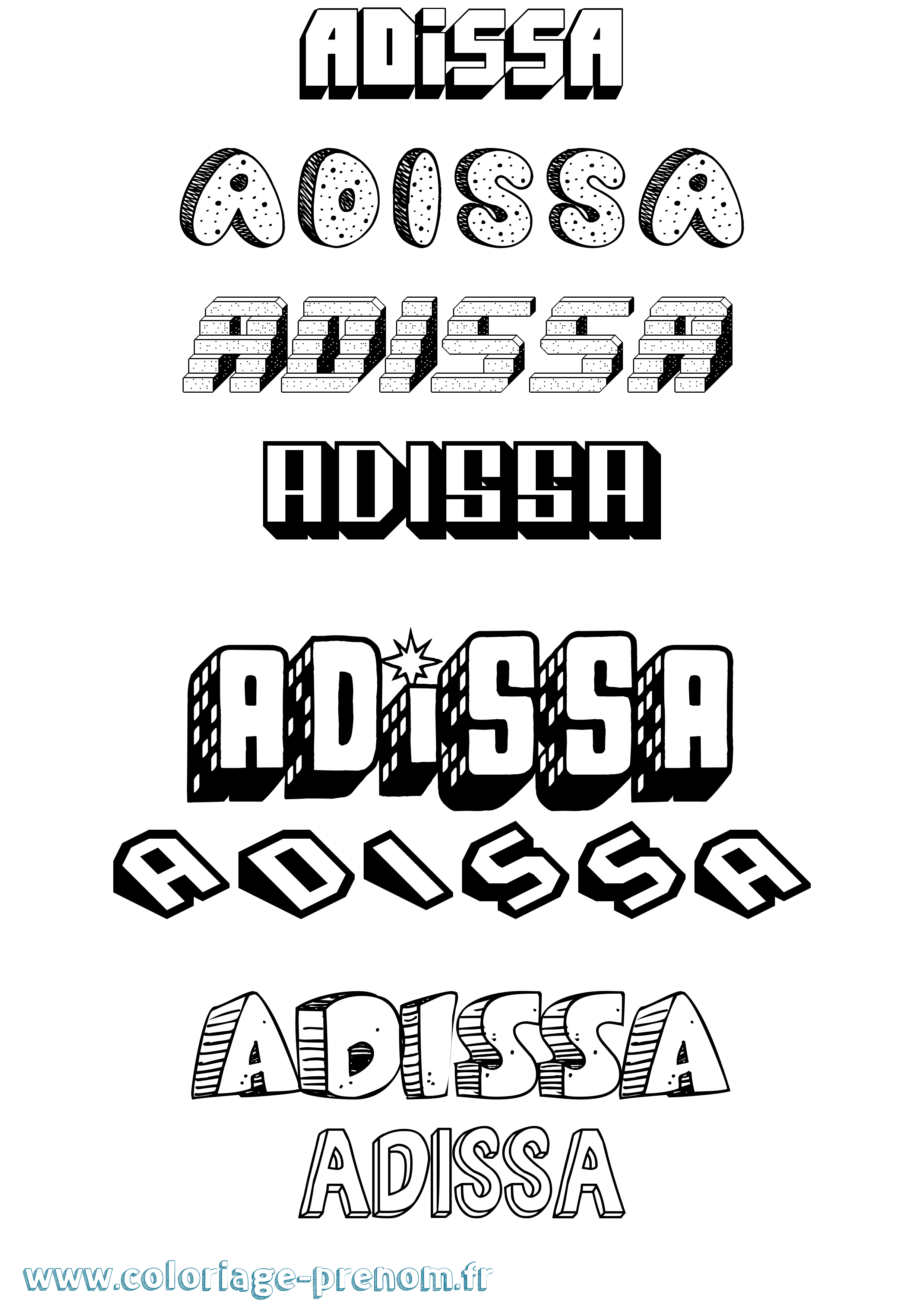 Coloriage Adissa Effet 3D Coloriage prénom Adissa Effet 3D