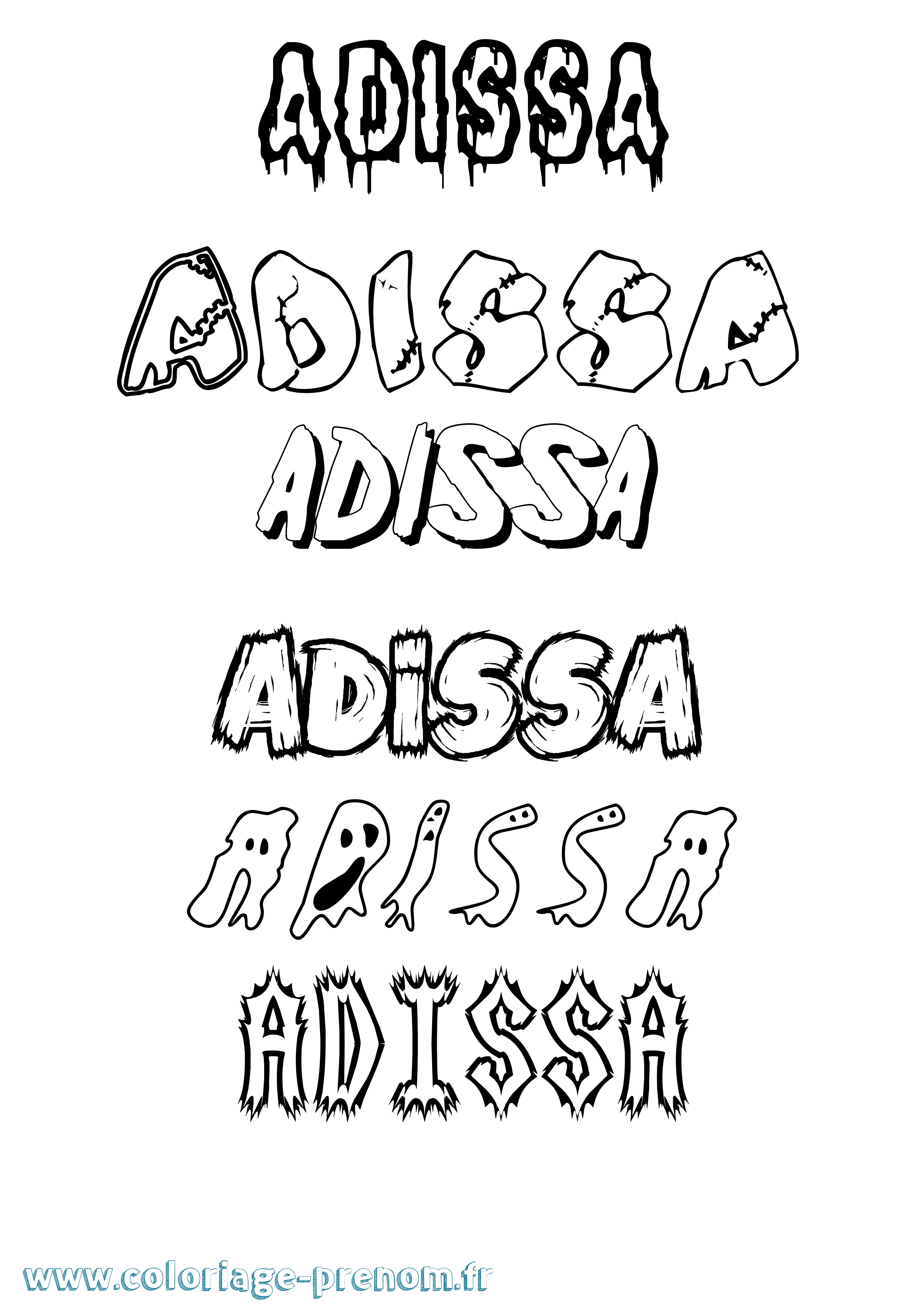 Coloriage Adissa Frisson Coloriage prénom Adissa Frisson