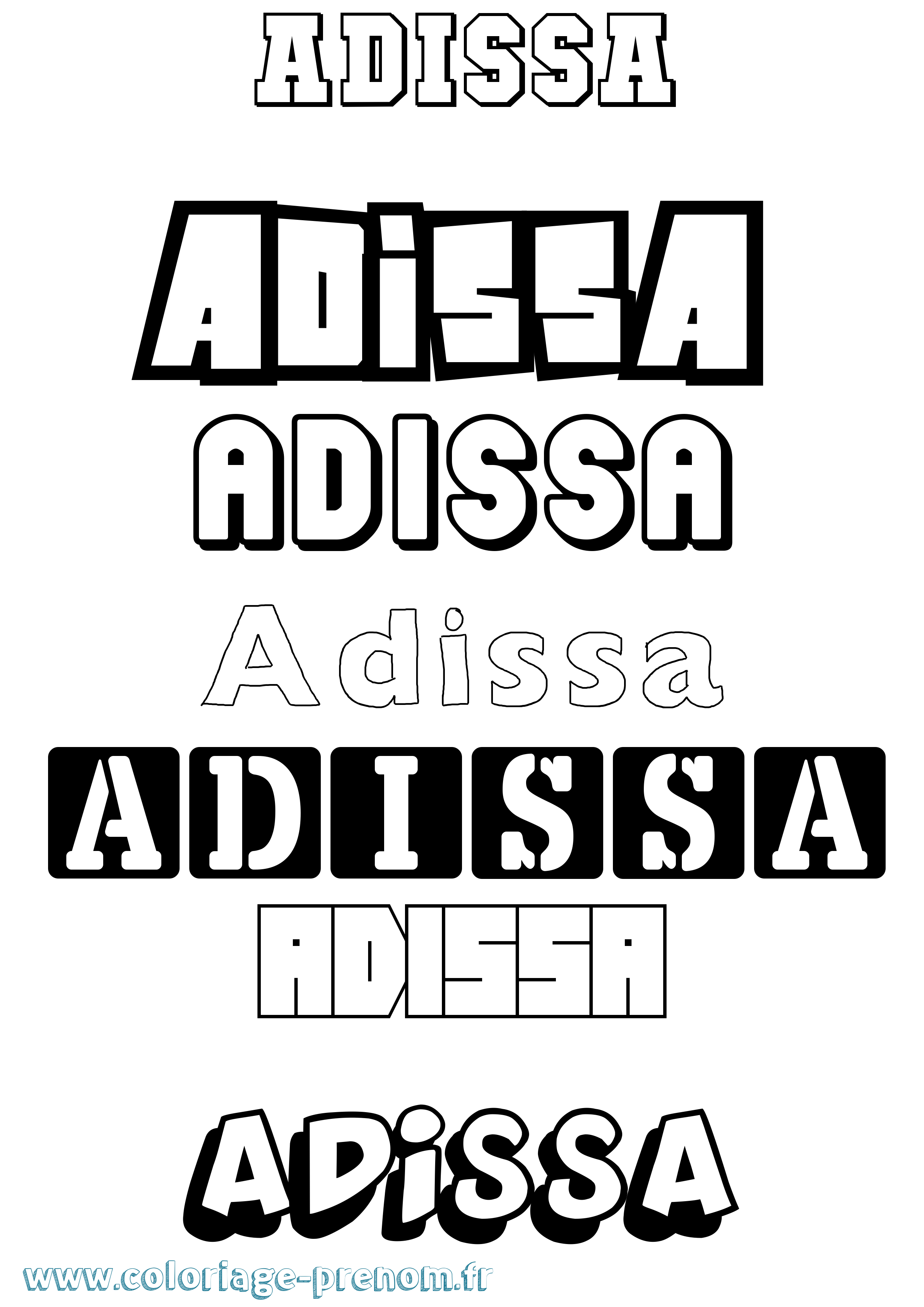 Coloriage Adissa Simple Coloriage prénom Adissa Simple