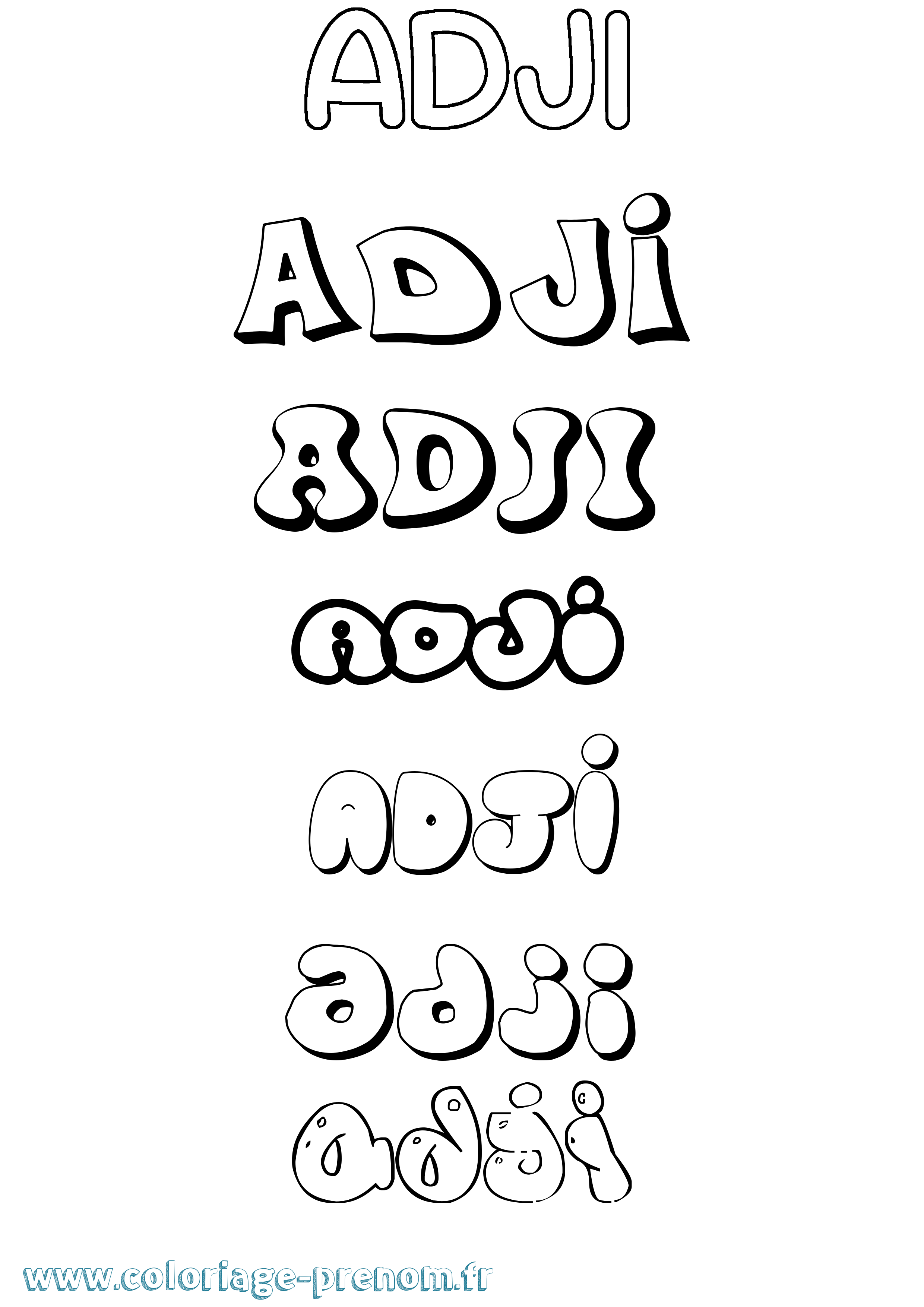 Coloriage Adji Bubble Coloriage prénom Adji Bubble