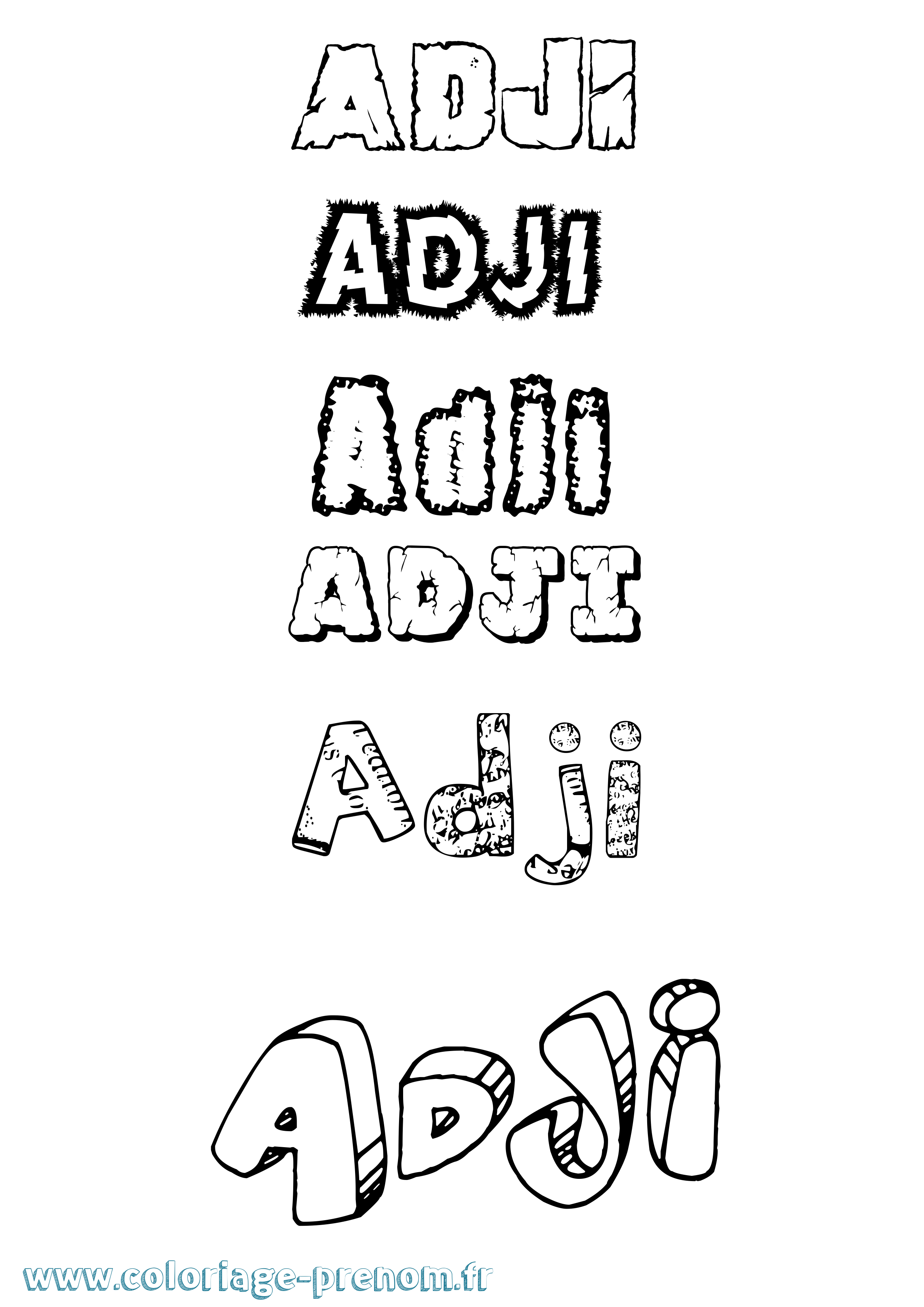 Coloriage Adji Destructuré Coloriage prénom Adji Destructuré