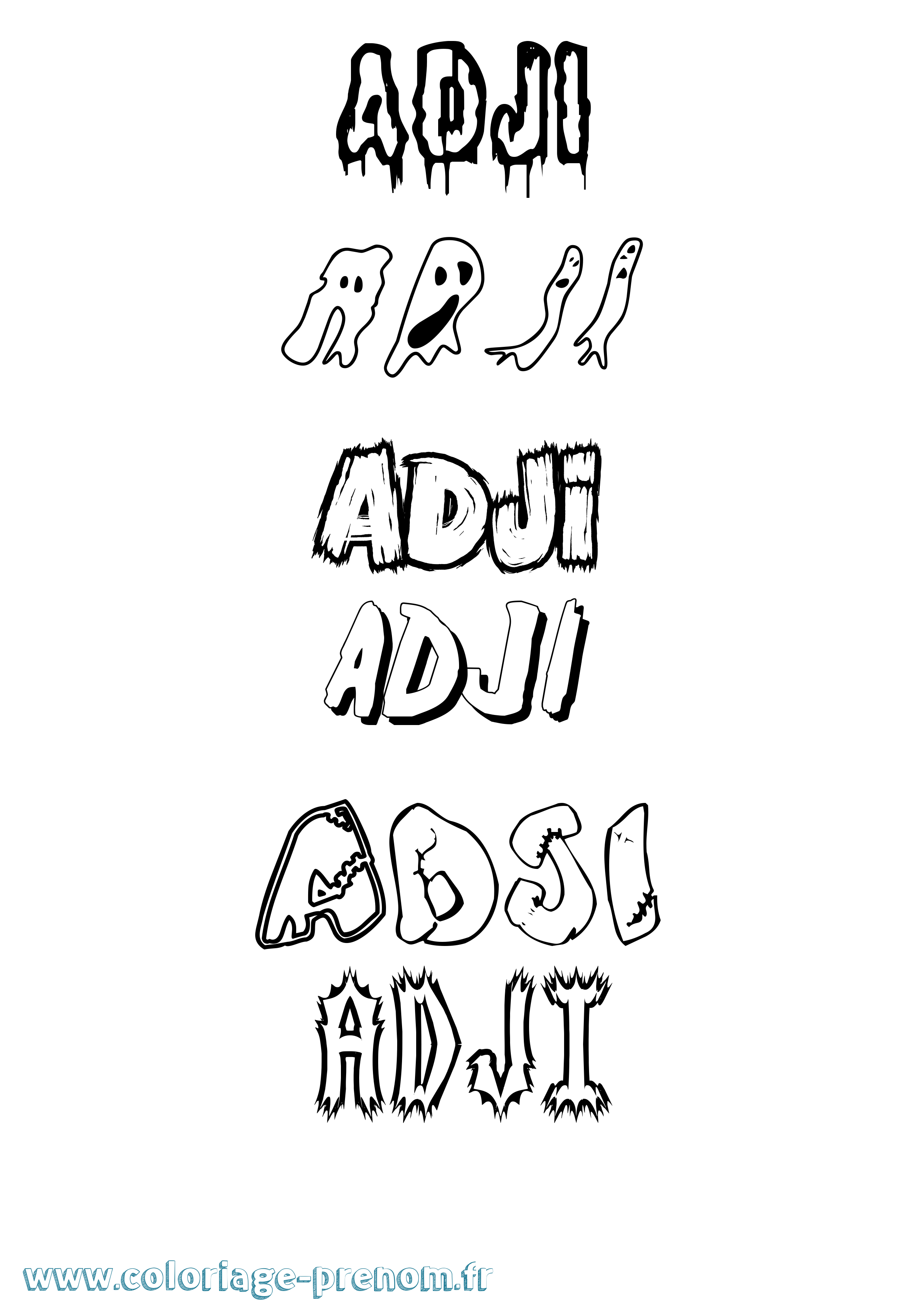 Coloriage Adji Frisson Coloriage prénom Adji Frisson