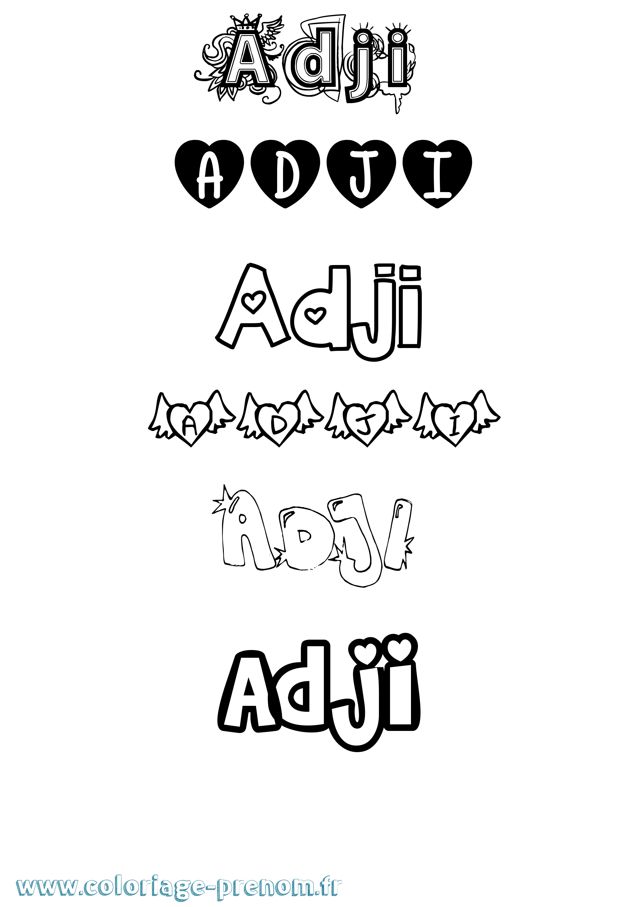 Coloriage Adji Girly Coloriage prénom Adji Girly