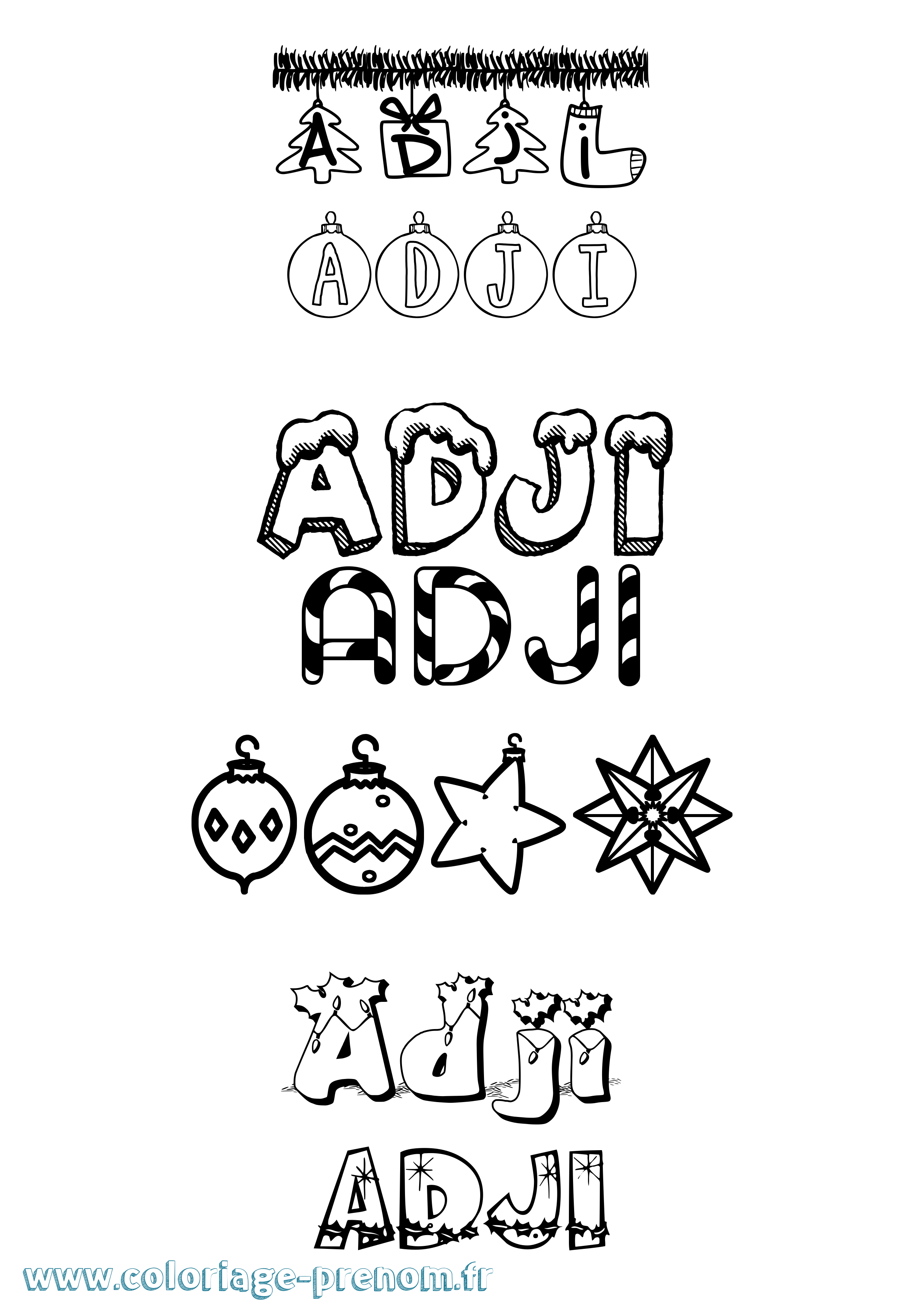 Coloriage Adji Noël Coloriage prénom Adji Noël