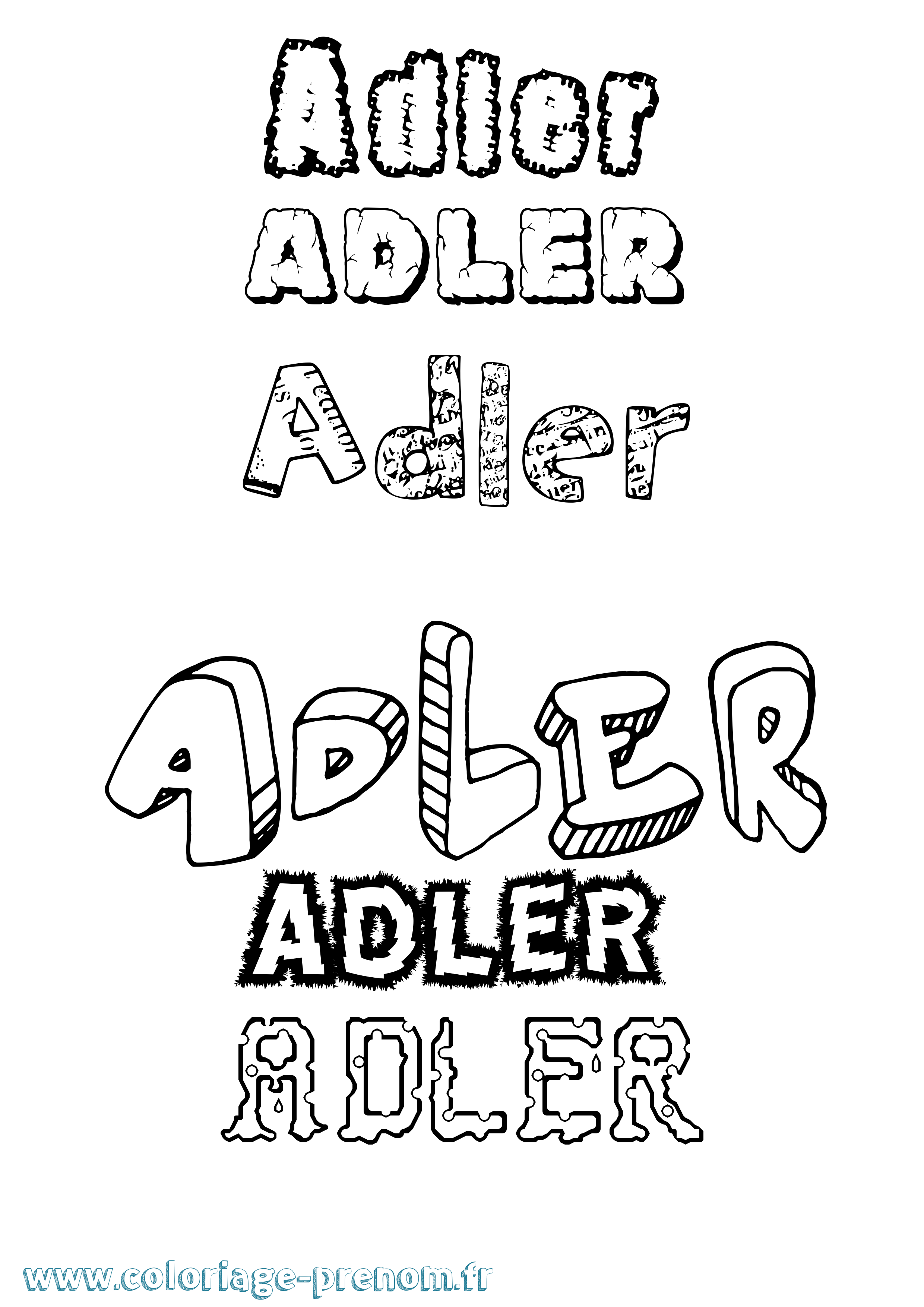Coloriage Adler Destructuré Coloriage prénom Adler Destructuré