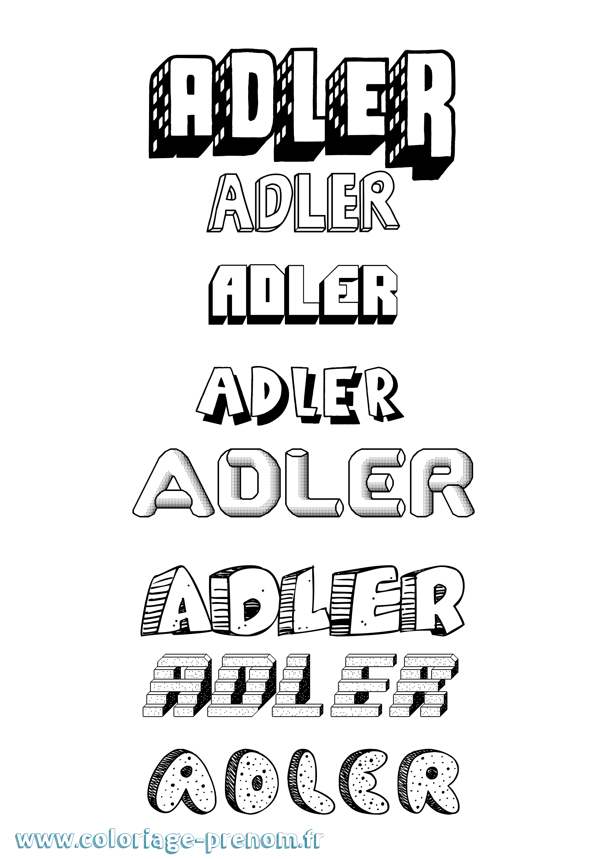 Coloriage Adler Effet 3D Coloriage prénom Adler Effet 3D