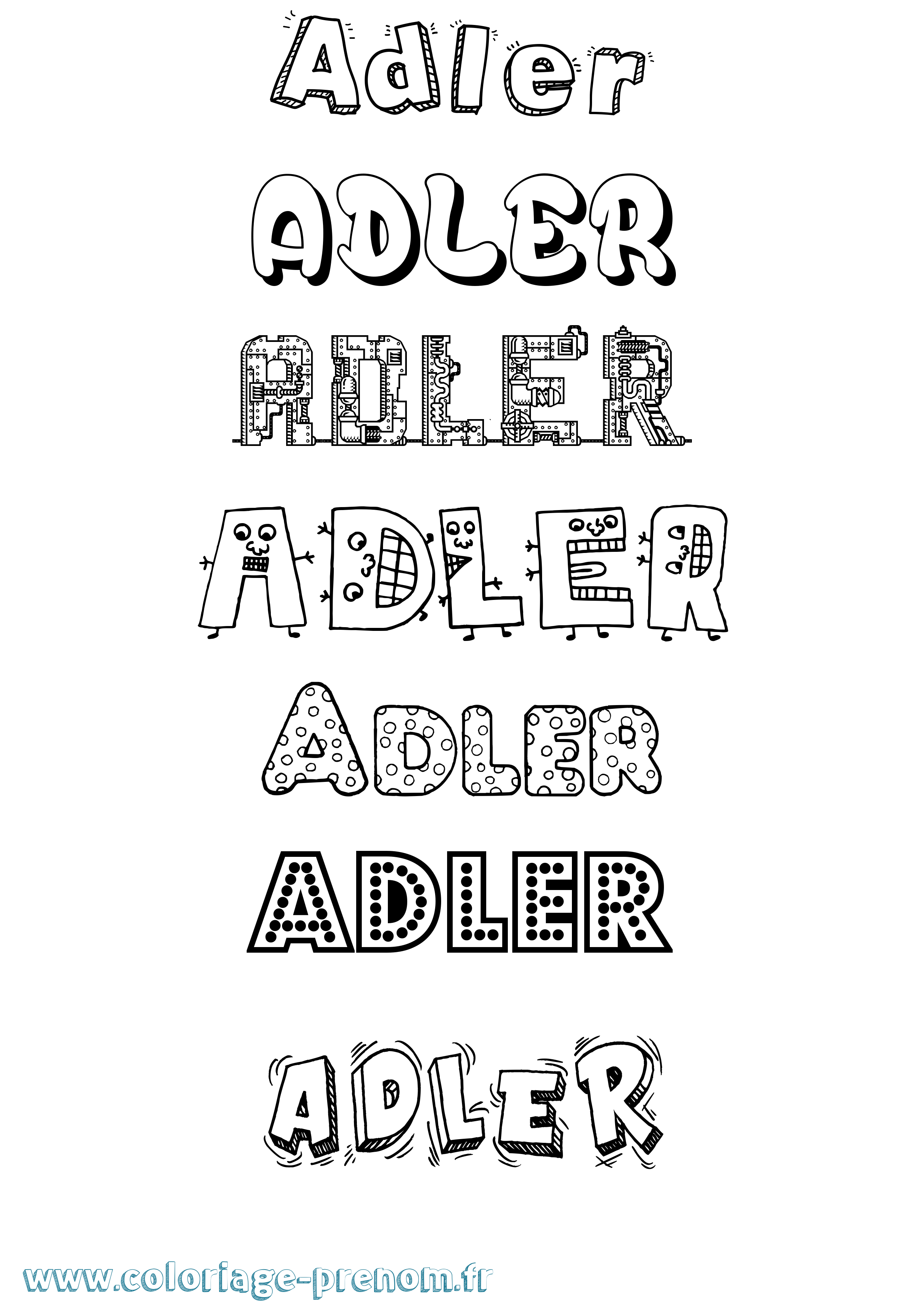Coloriage Adler Fun Coloriage prénom Adler Fun
