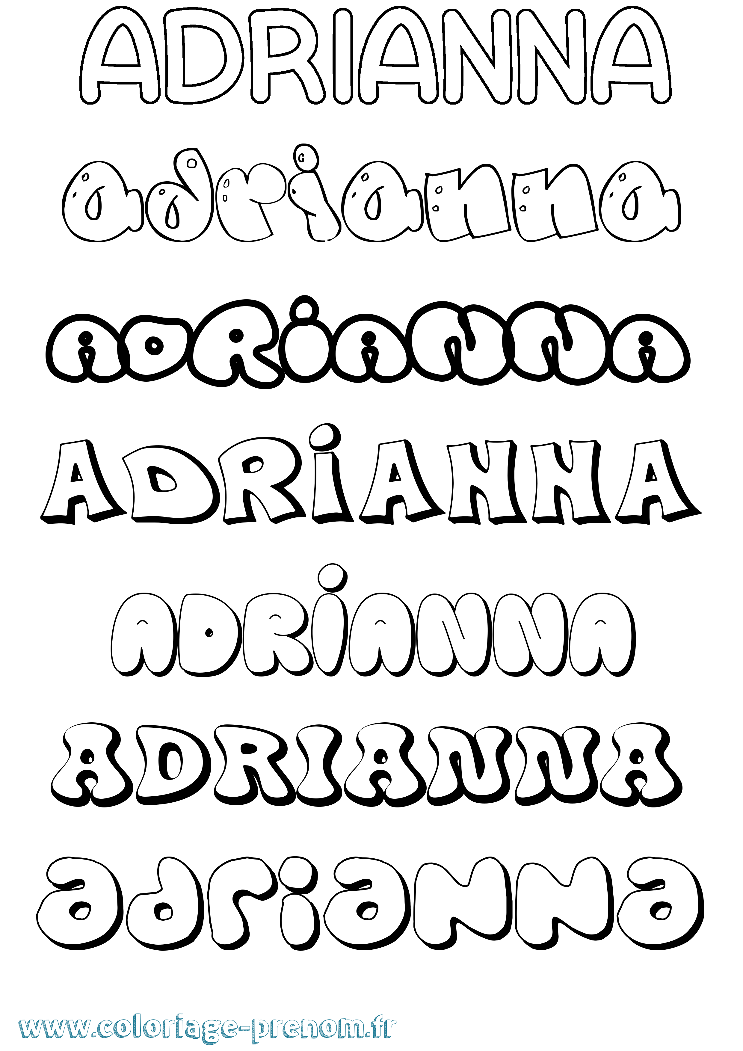 Coloriage Adrianna Bubble Coloriage prénom Adrianna Bubble