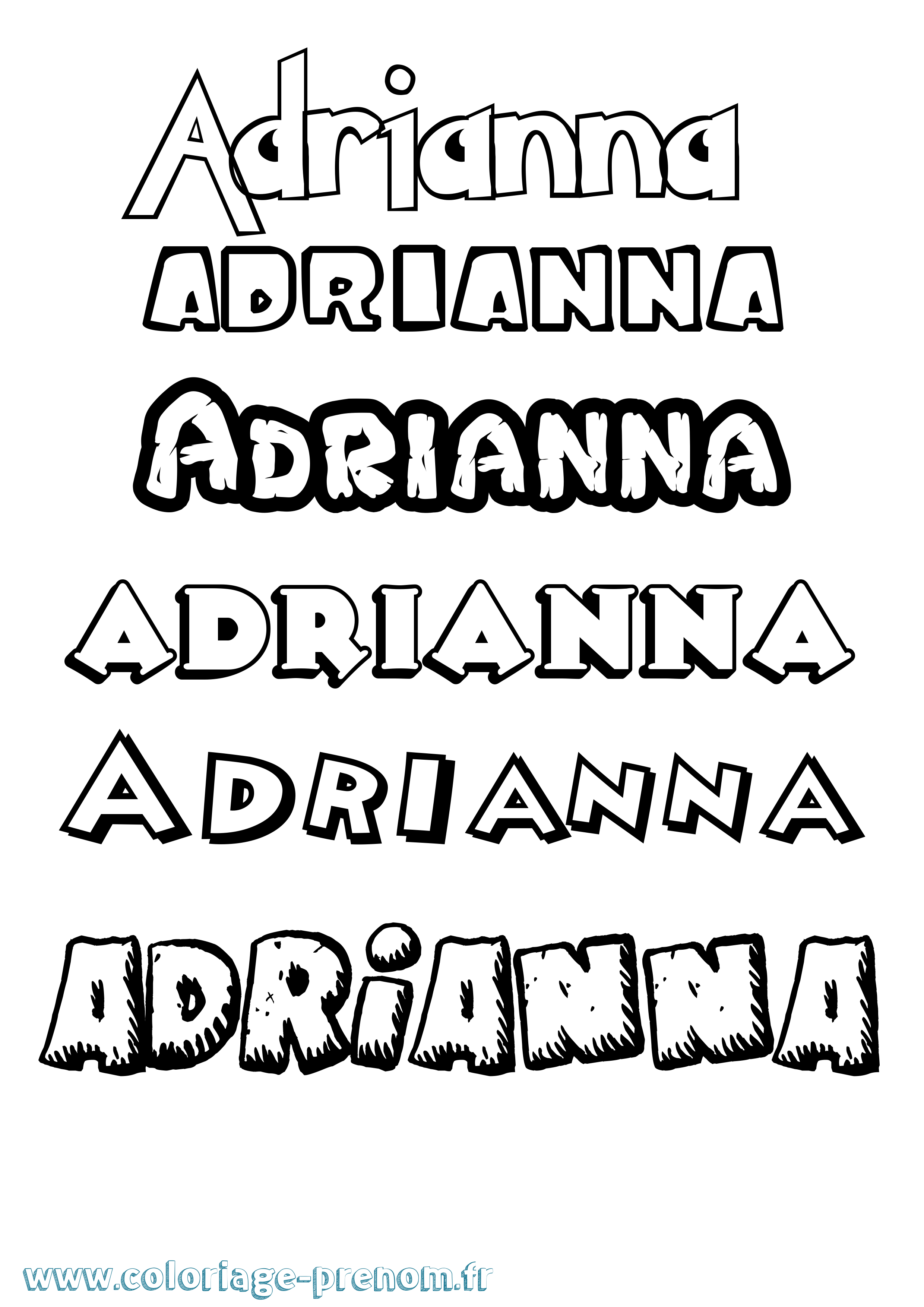 Coloriage Adrianna Dessin Animé Coloriage prénom Adrianna Dessin Animé
