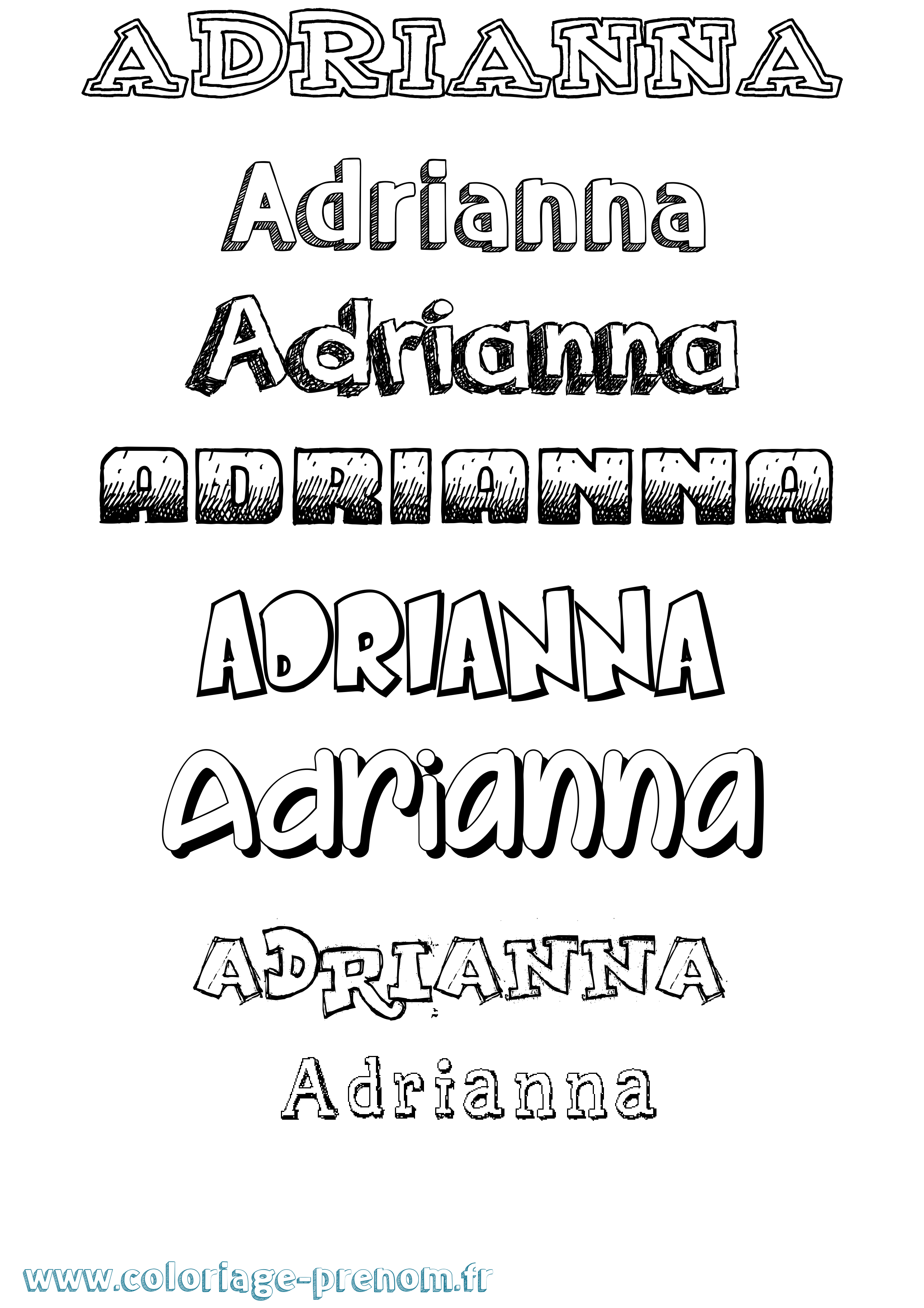 Coloriage Adrianna Dessiné Coloriage prénom Adrianna Dessiné