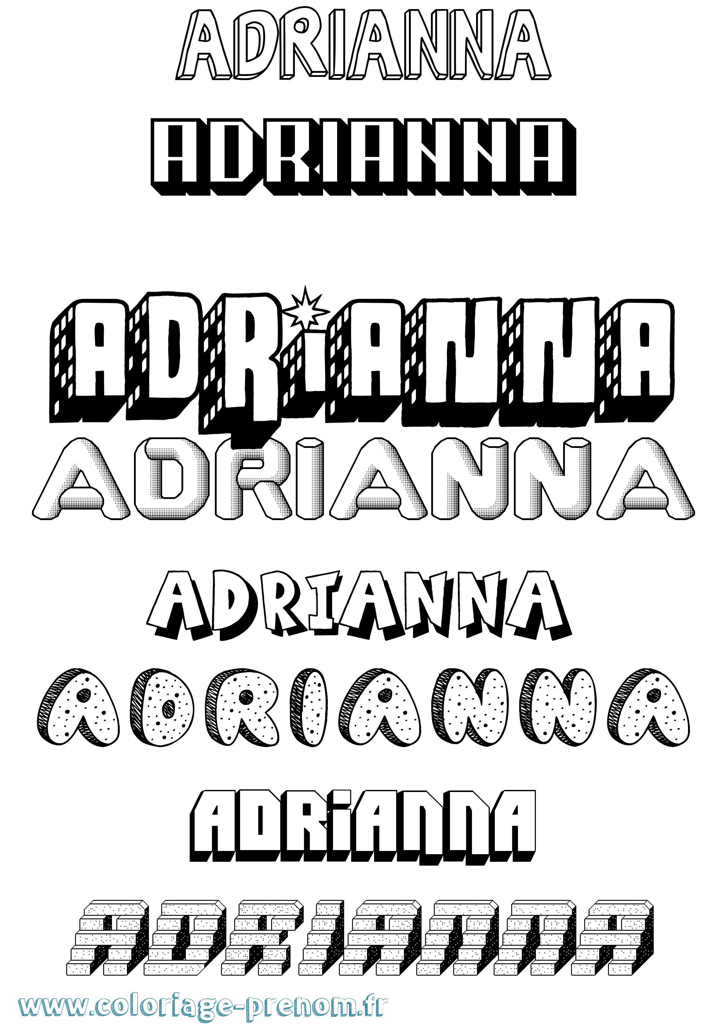 Coloriage Adrianna Effet 3D Coloriage prénom Adrianna Effet 3D