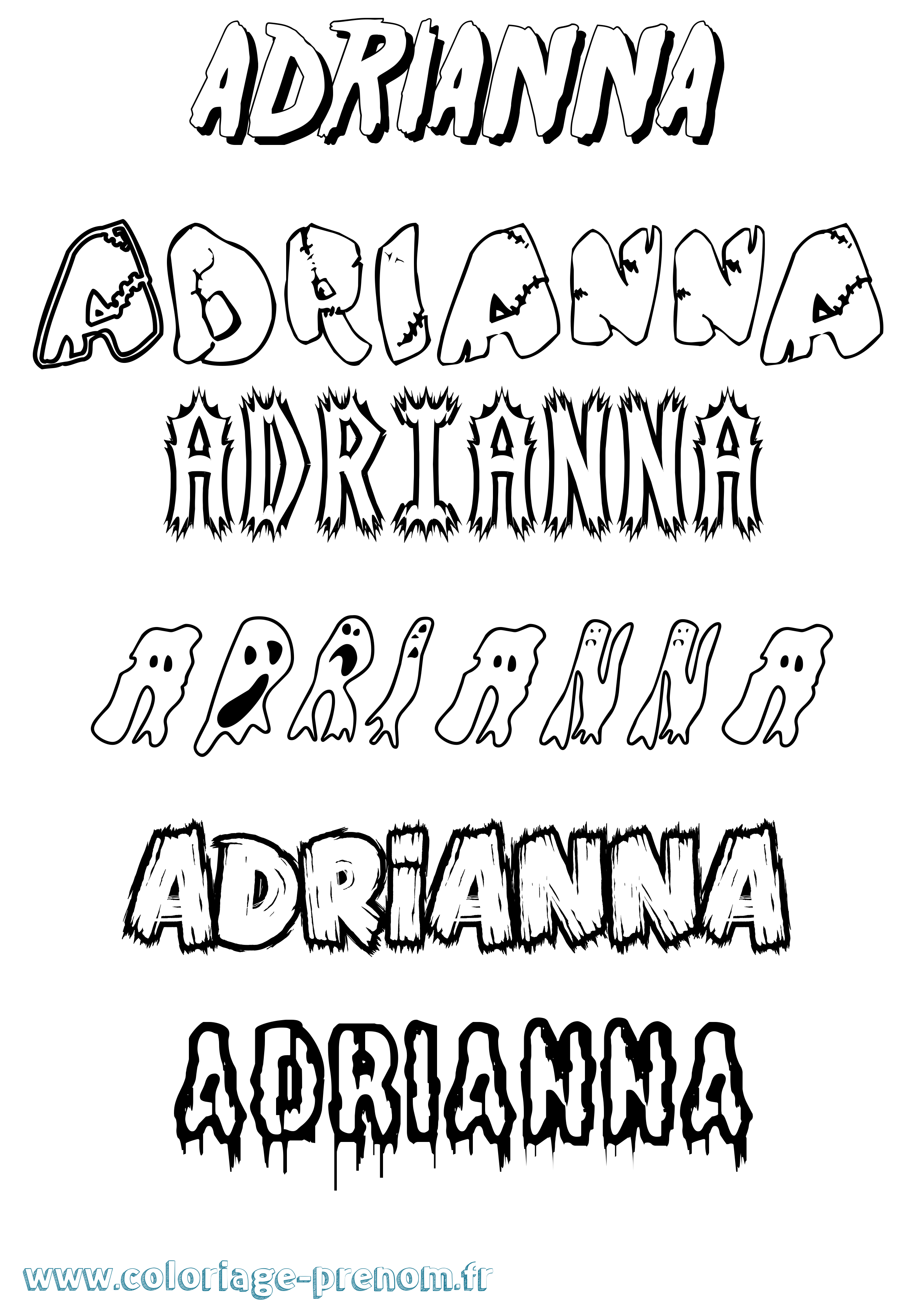 Coloriage Adrianna Frisson Coloriage prénom Adrianna Frisson