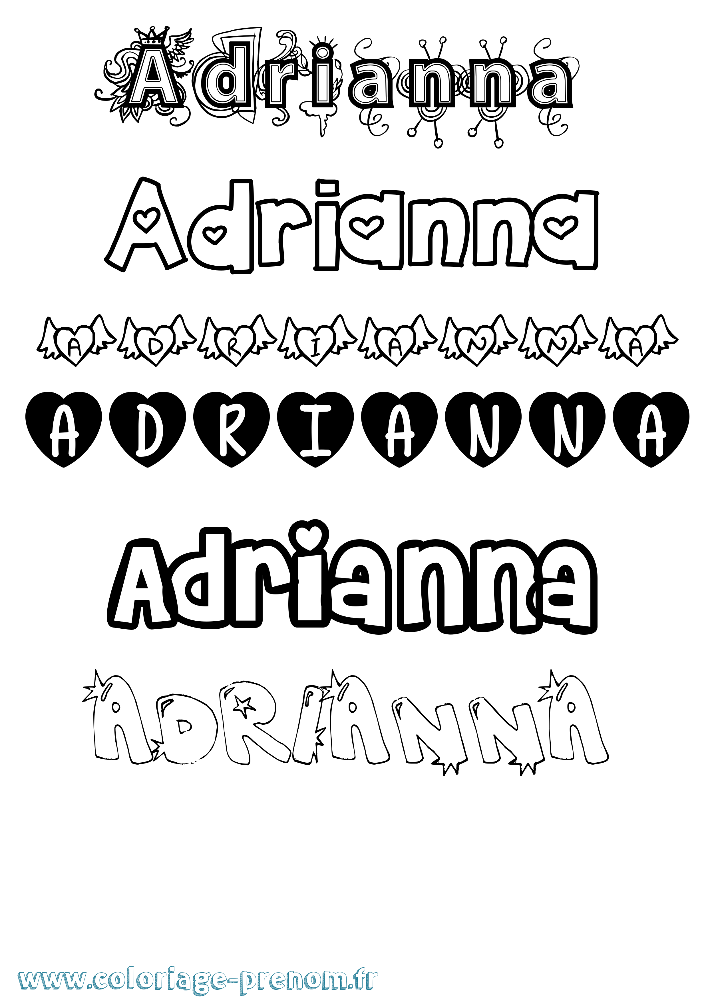 Coloriage Adrianna Girly Coloriage prénom Adrianna Girly