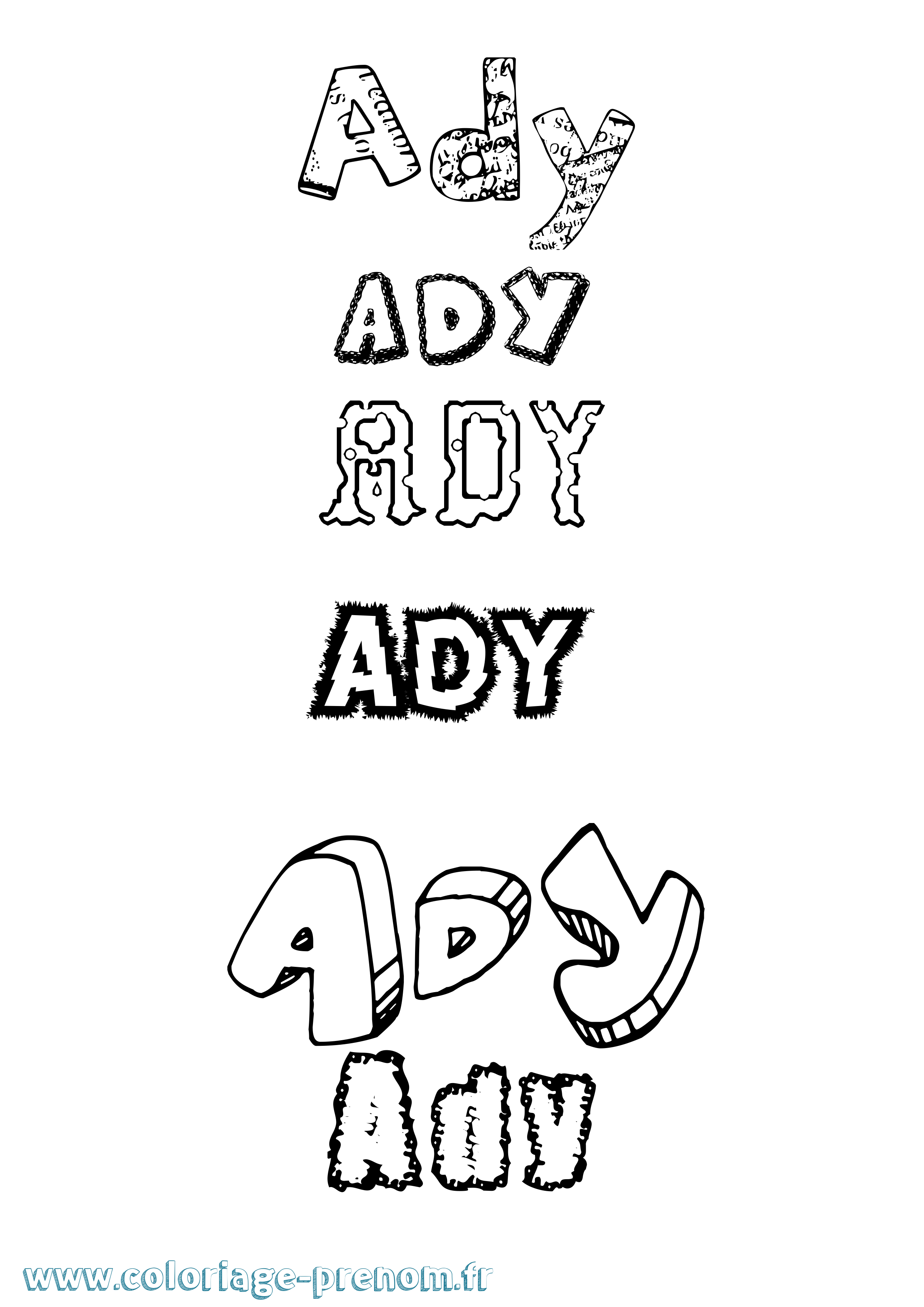 Coloriage Ady Destructuré Coloriage prénom Ady Destructuré