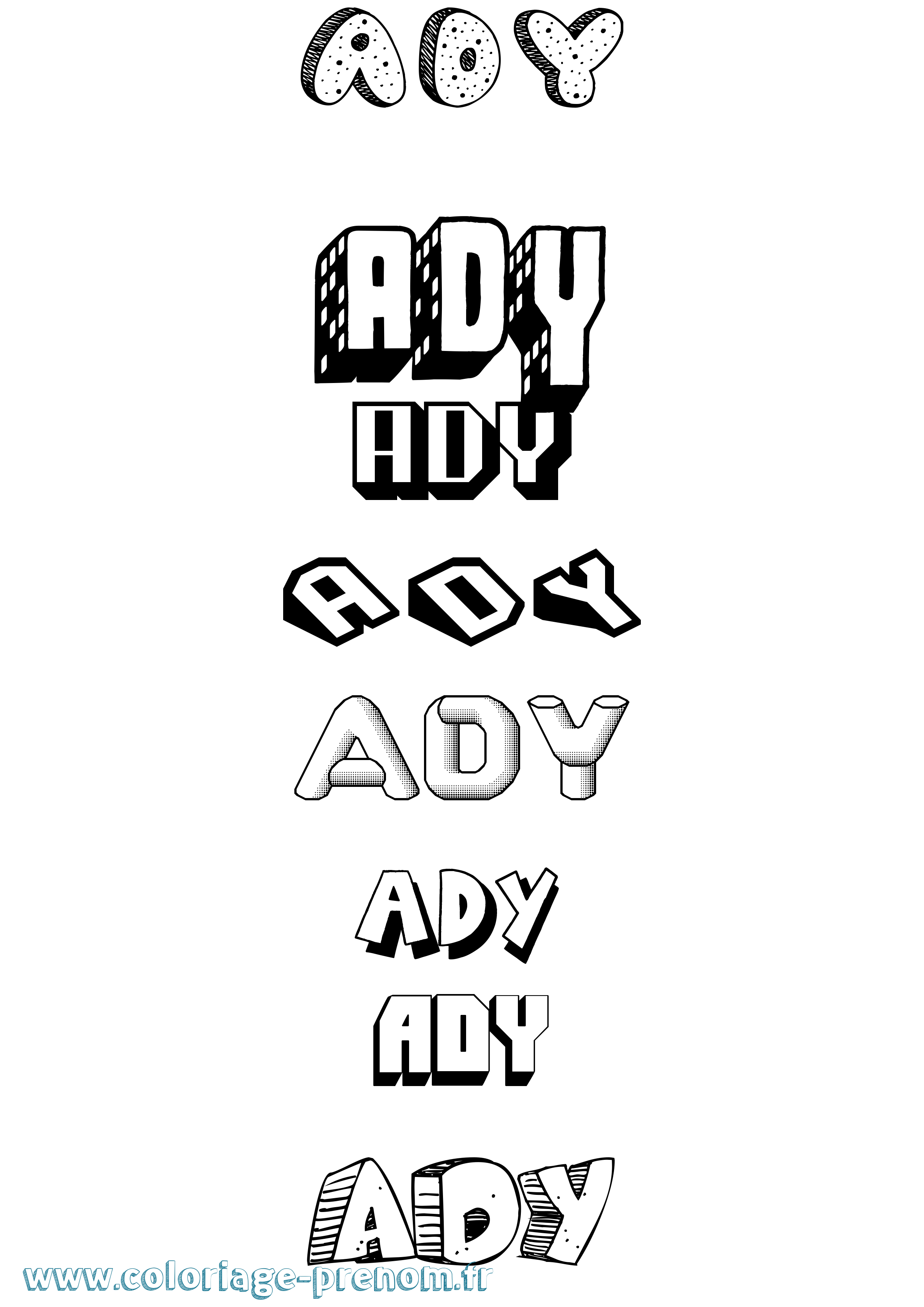 Coloriage Ady Effet 3D Coloriage prénom Ady Effet 3D