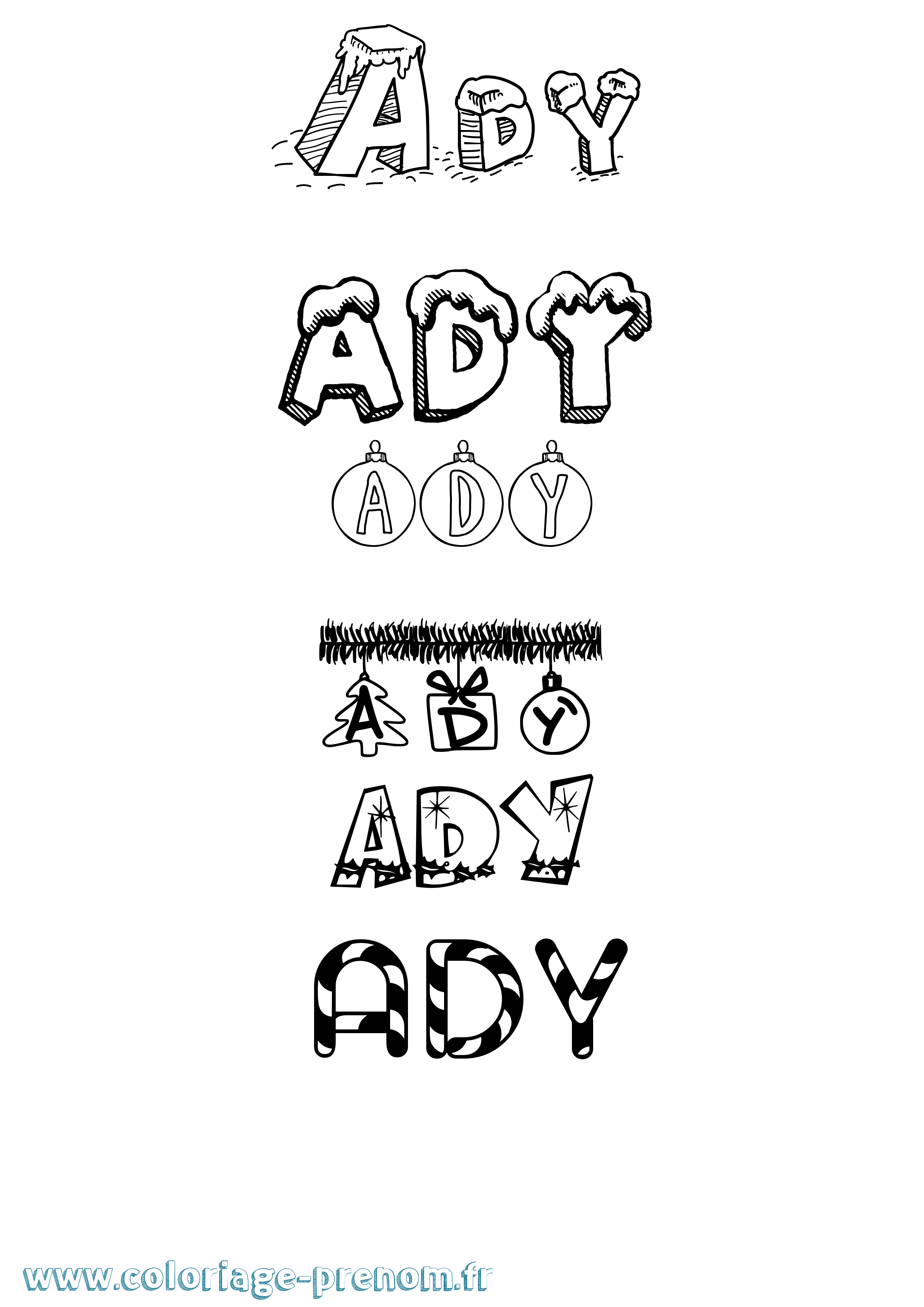 Coloriage Ady Noël Coloriage prénom Ady Noël