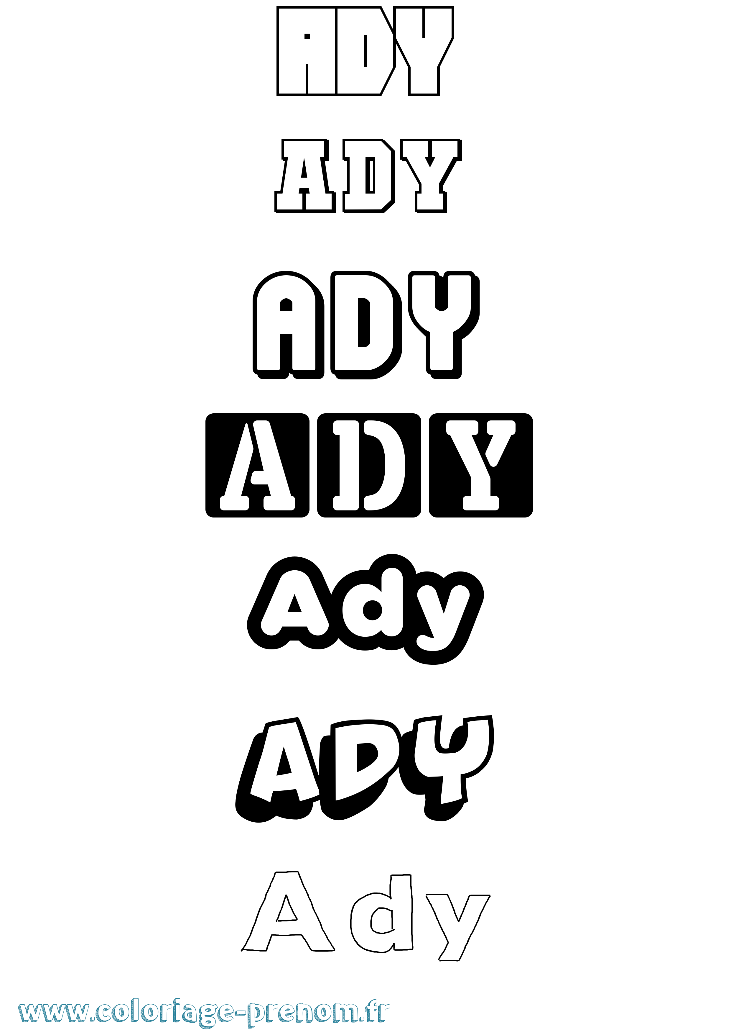 Coloriage Ady Simple Coloriage prénom Ady Simple
