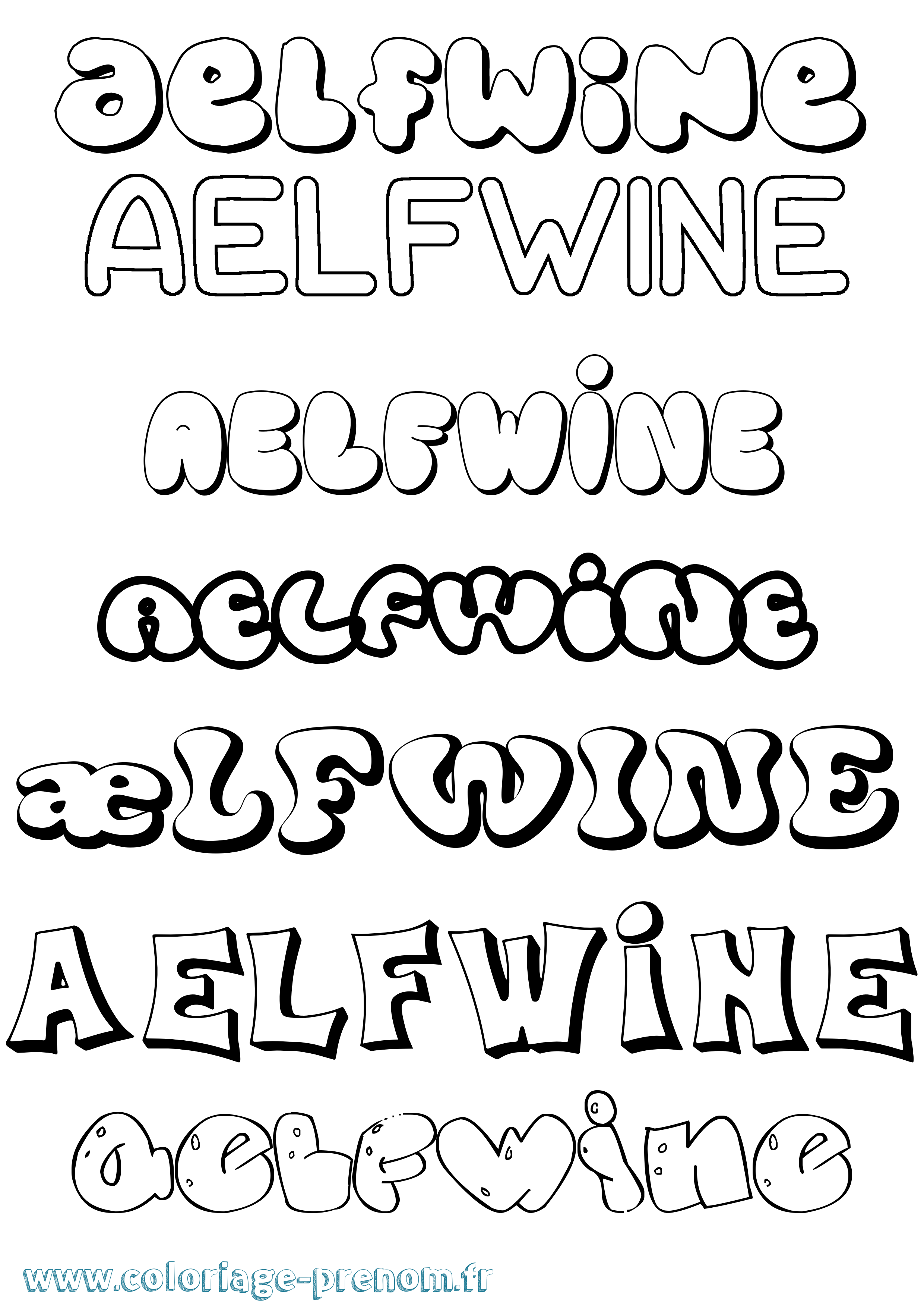 Coloriage Ælfwine Bubble Coloriage prénom Ælfwine Bubble