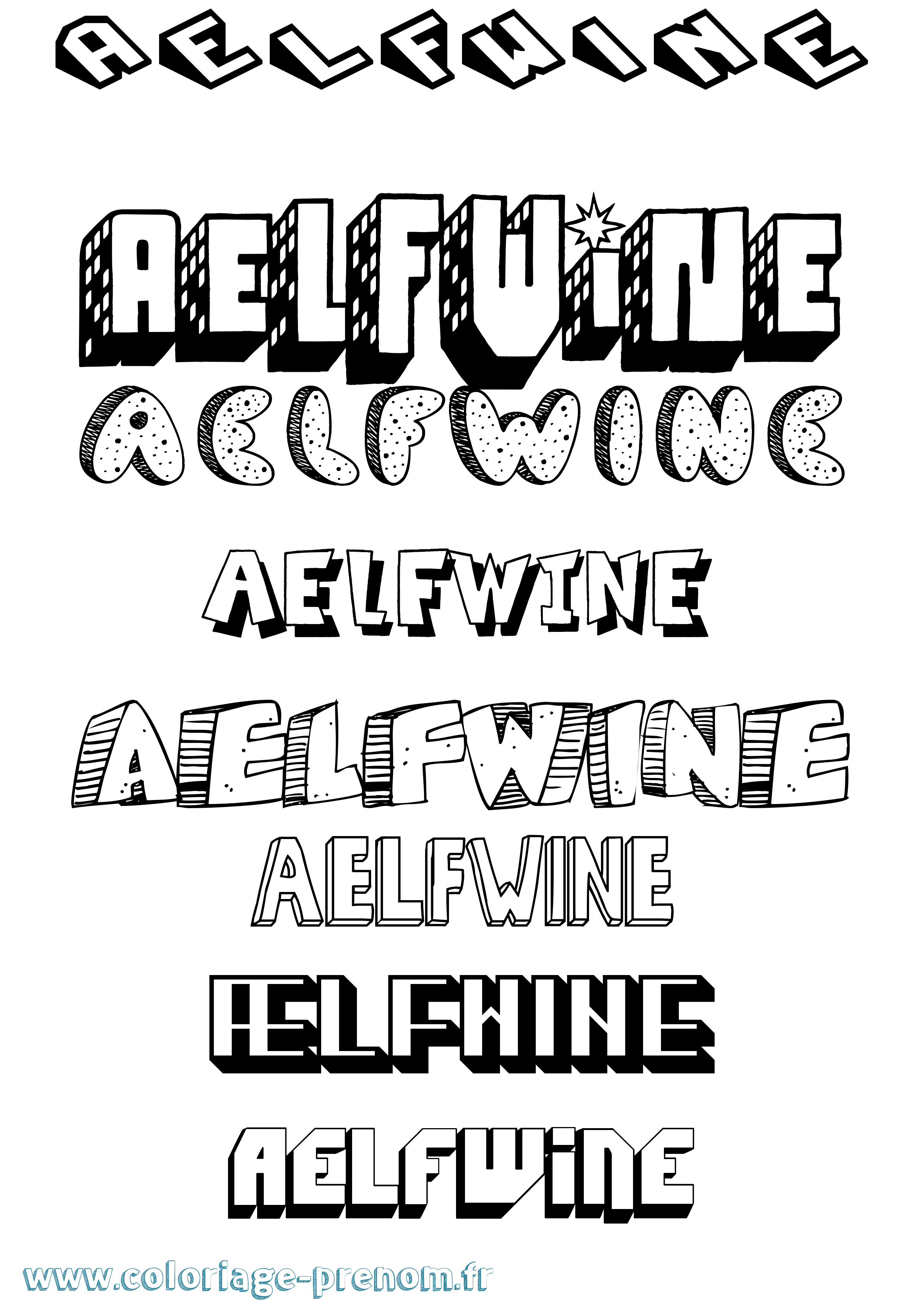 Coloriage Ælfwine Effet 3D Coloriage prénom Ælfwine Effet 3D