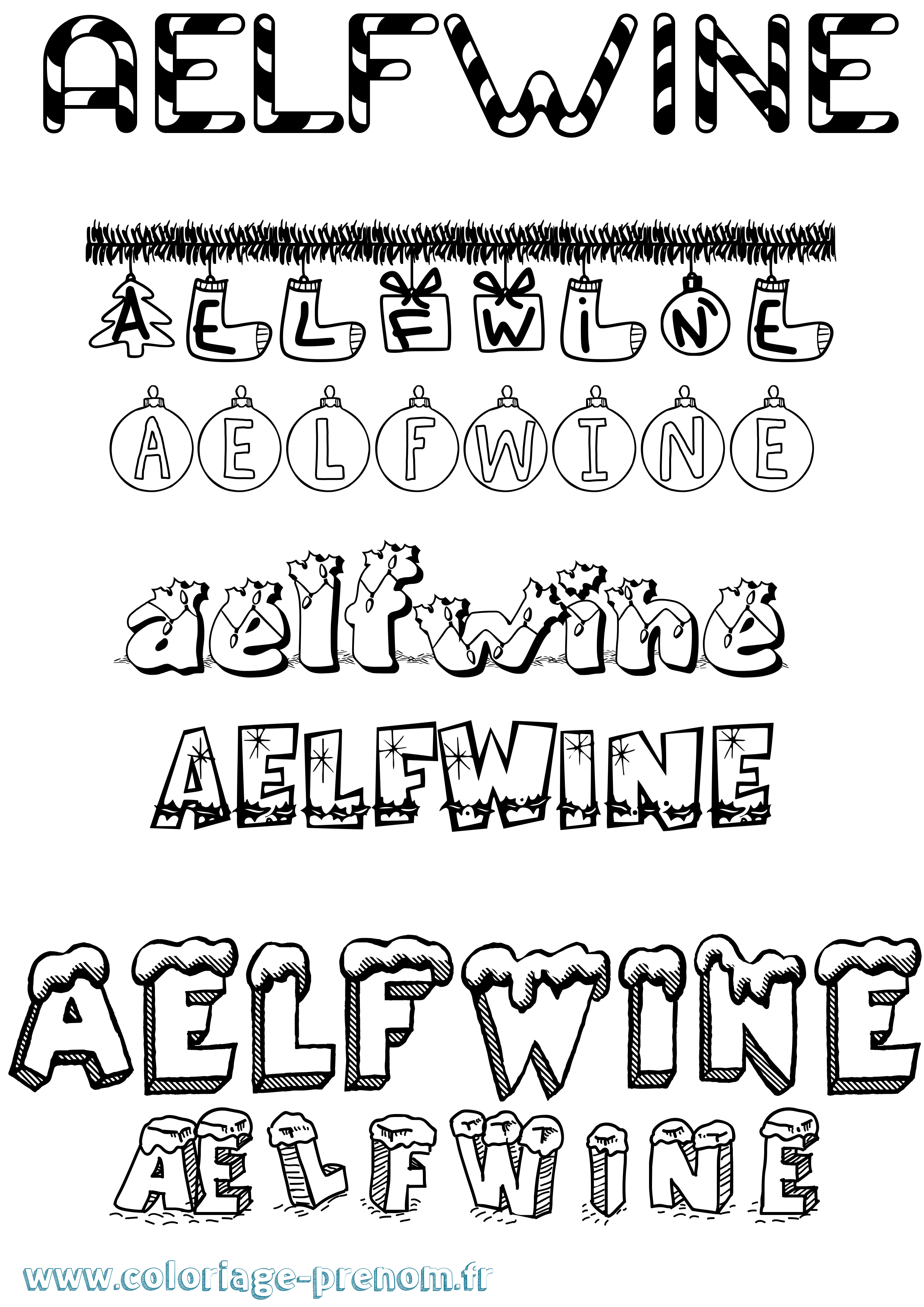 Coloriage Ælfwine Noël Coloriage prénom Ælfwine Noël