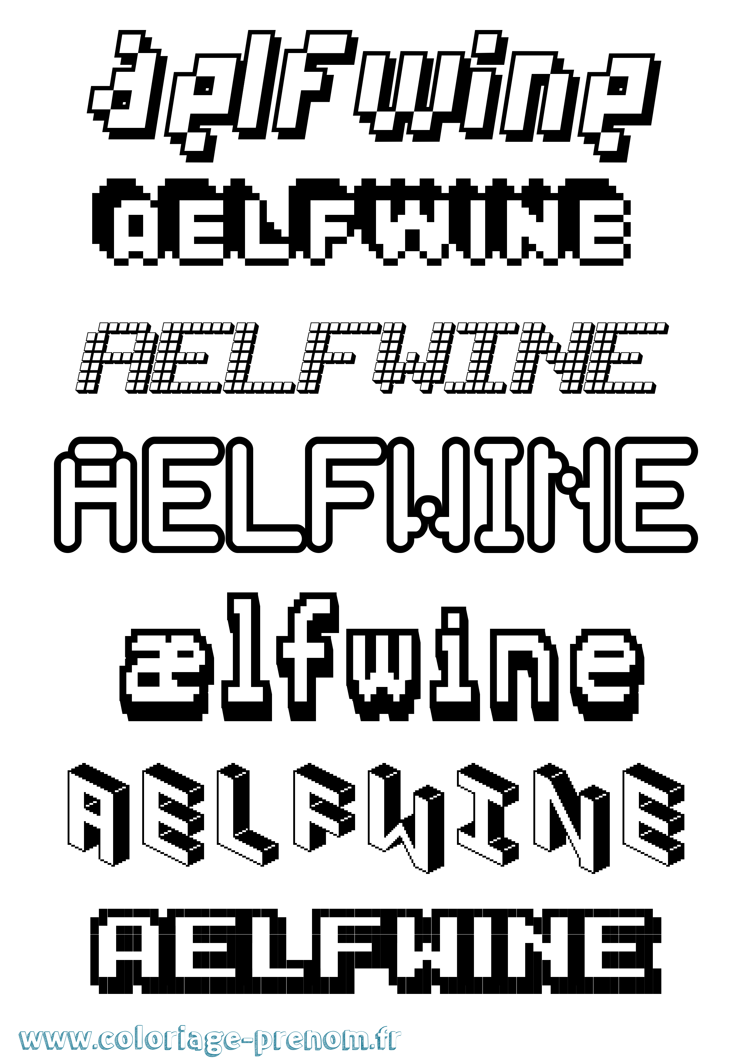 Coloriage Ælfwine Pixel Coloriage prénom Ælfwine Pixel