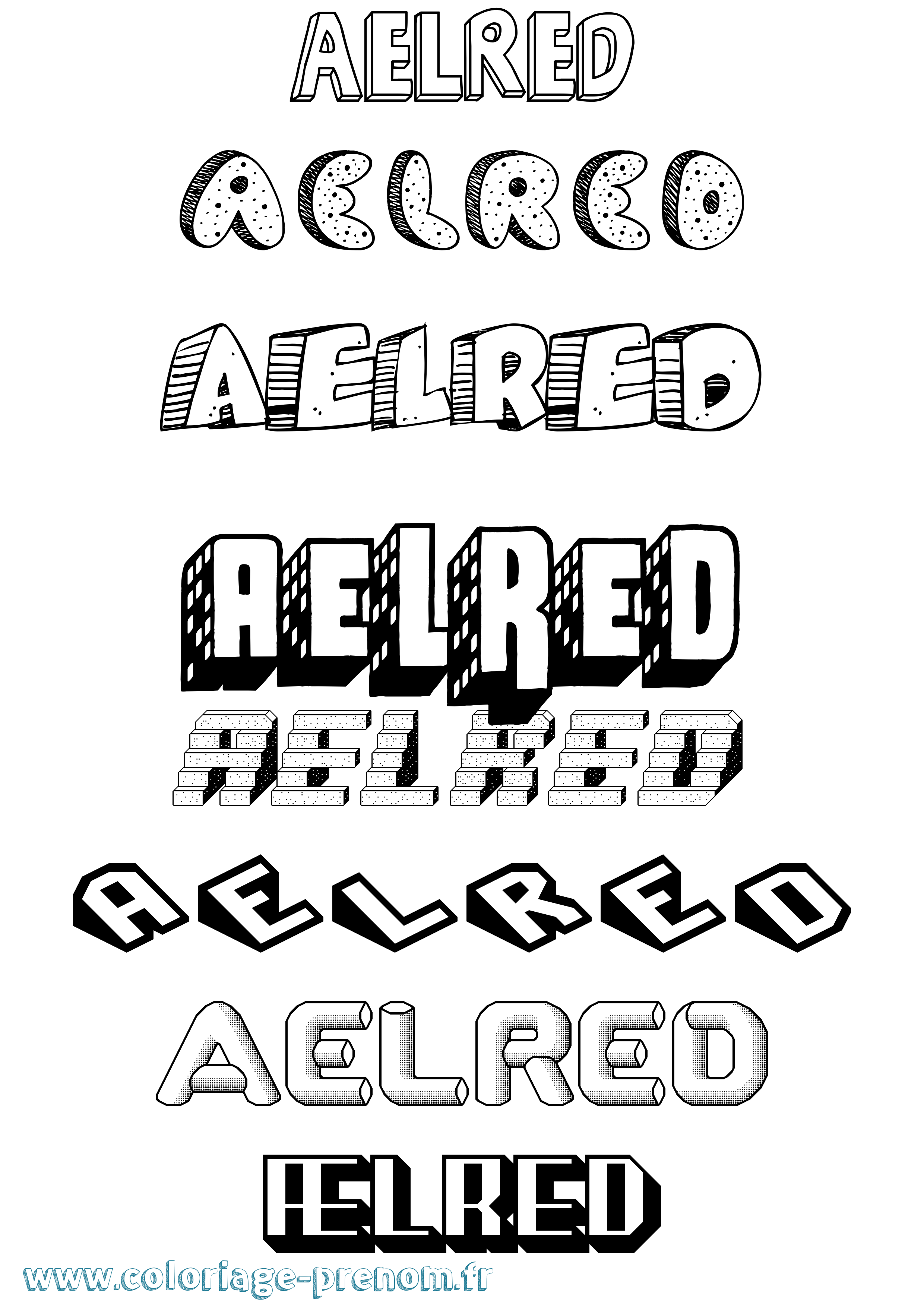 Coloriage Ælred Effet 3D Coloriage prénom Ælred Effet 3D