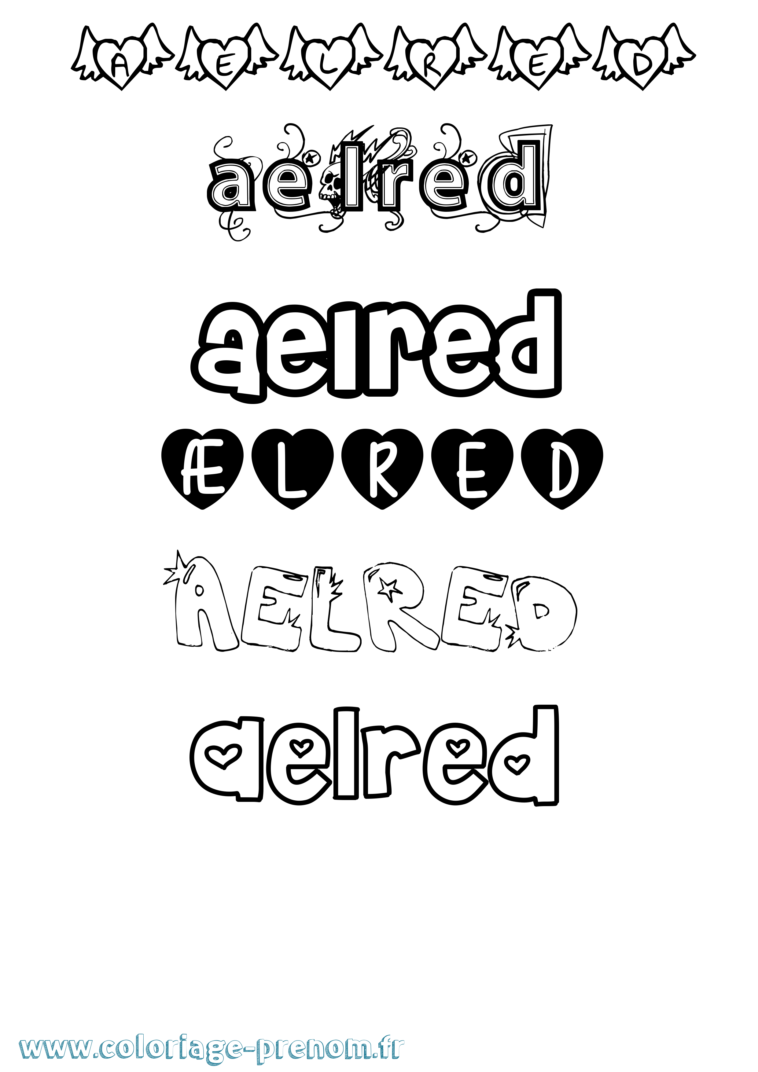 Coloriage Ælred Girly Coloriage prénom Ælred Girly