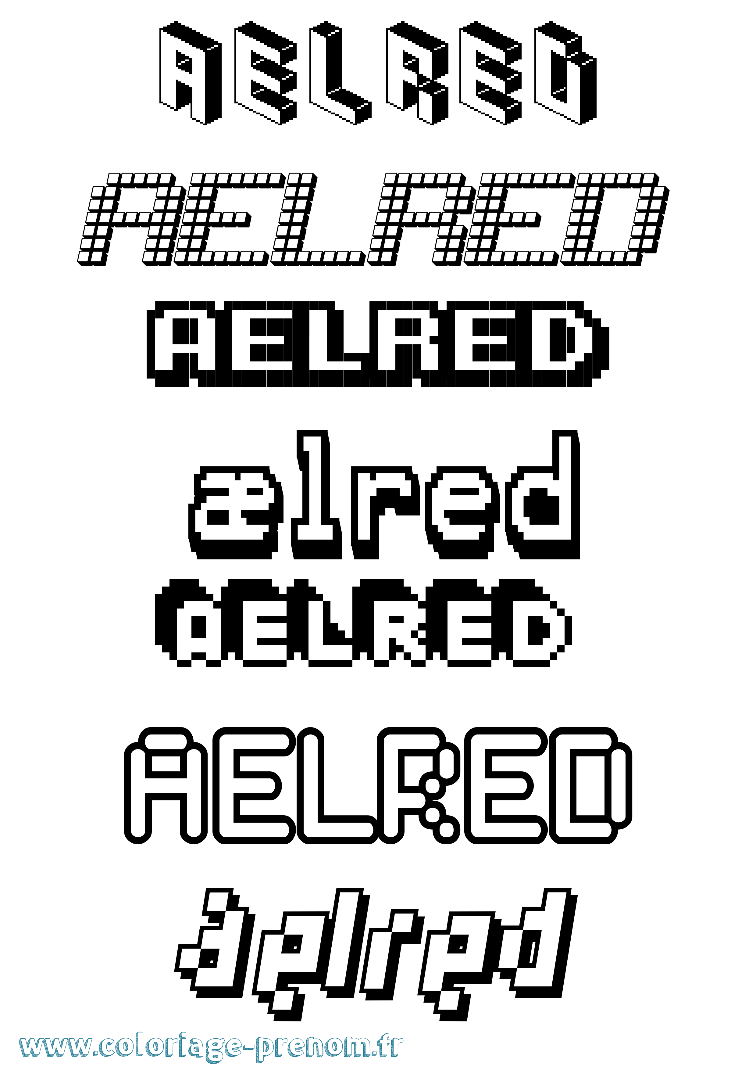 Coloriage Ælred Pixel Coloriage prénom Ælred Pixel