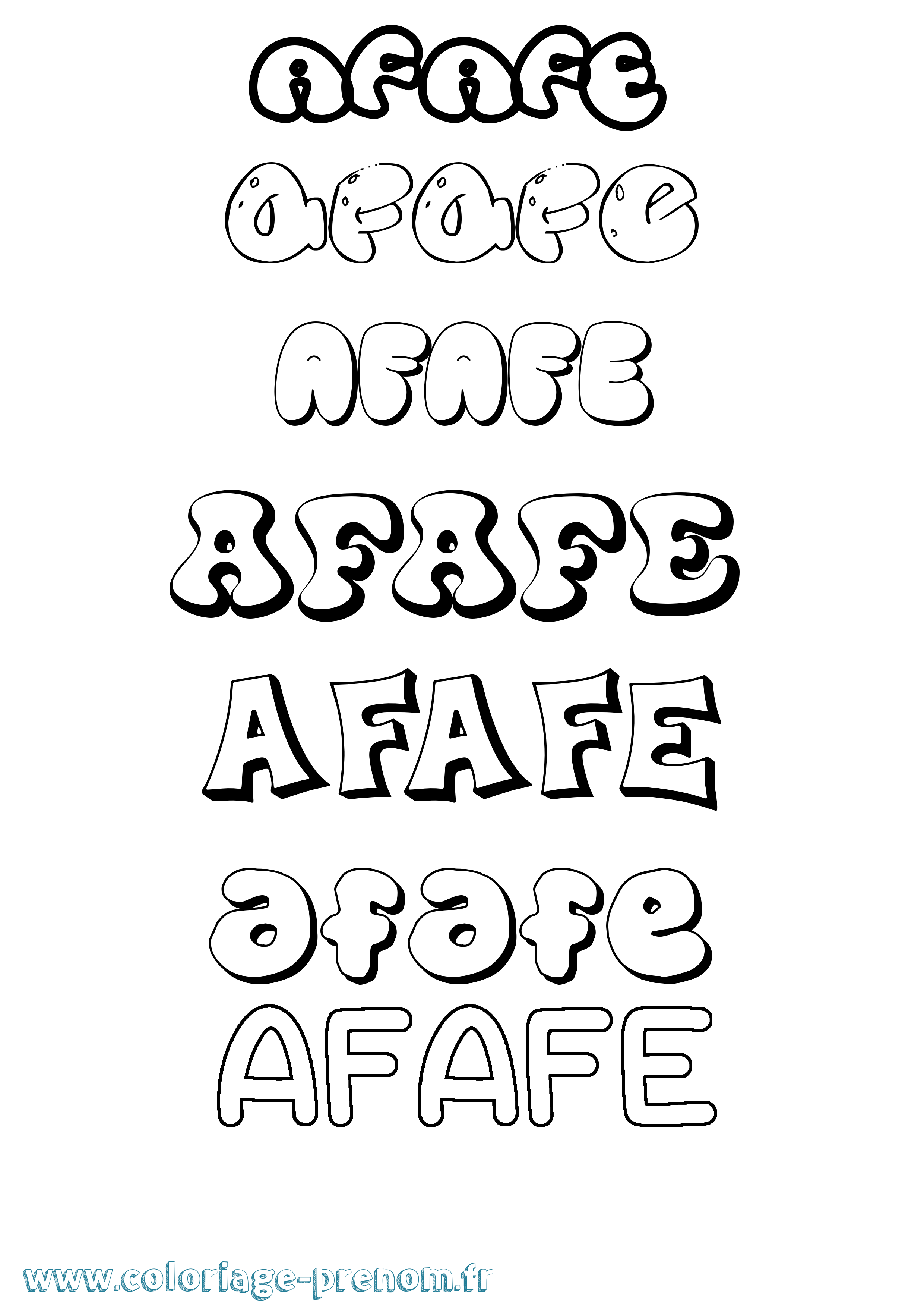 Coloriage Afafe Bubble Coloriage prénom Afafe Bubble