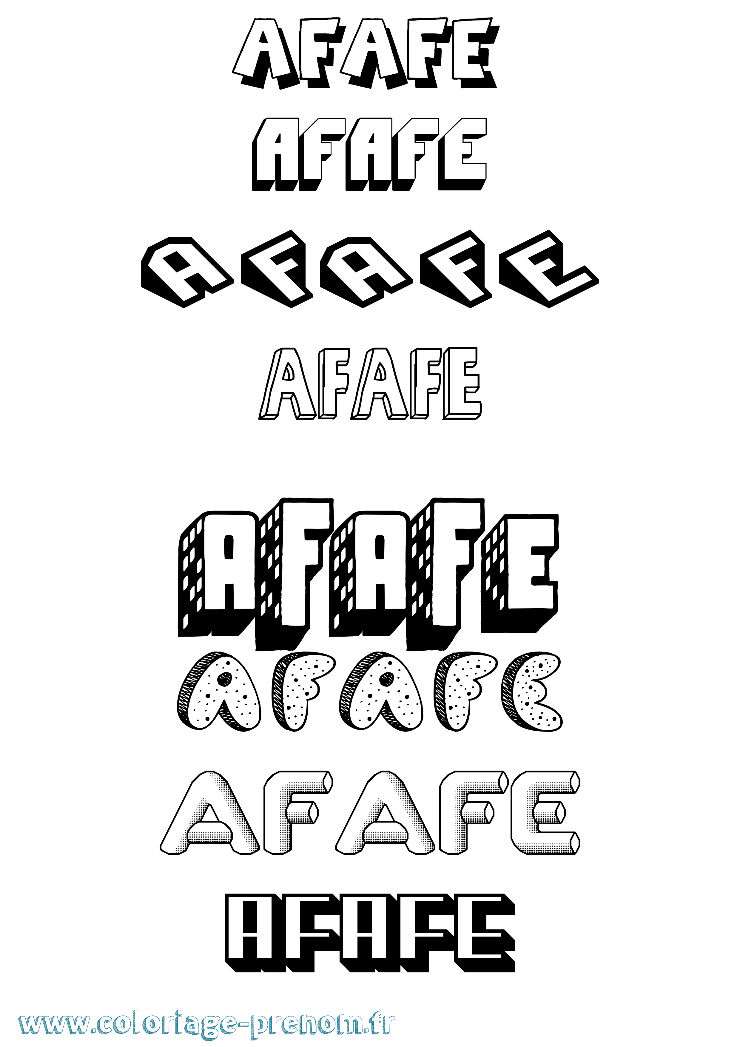 Coloriage Afafe Effet 3D Coloriage prénom Afafe Effet 3D