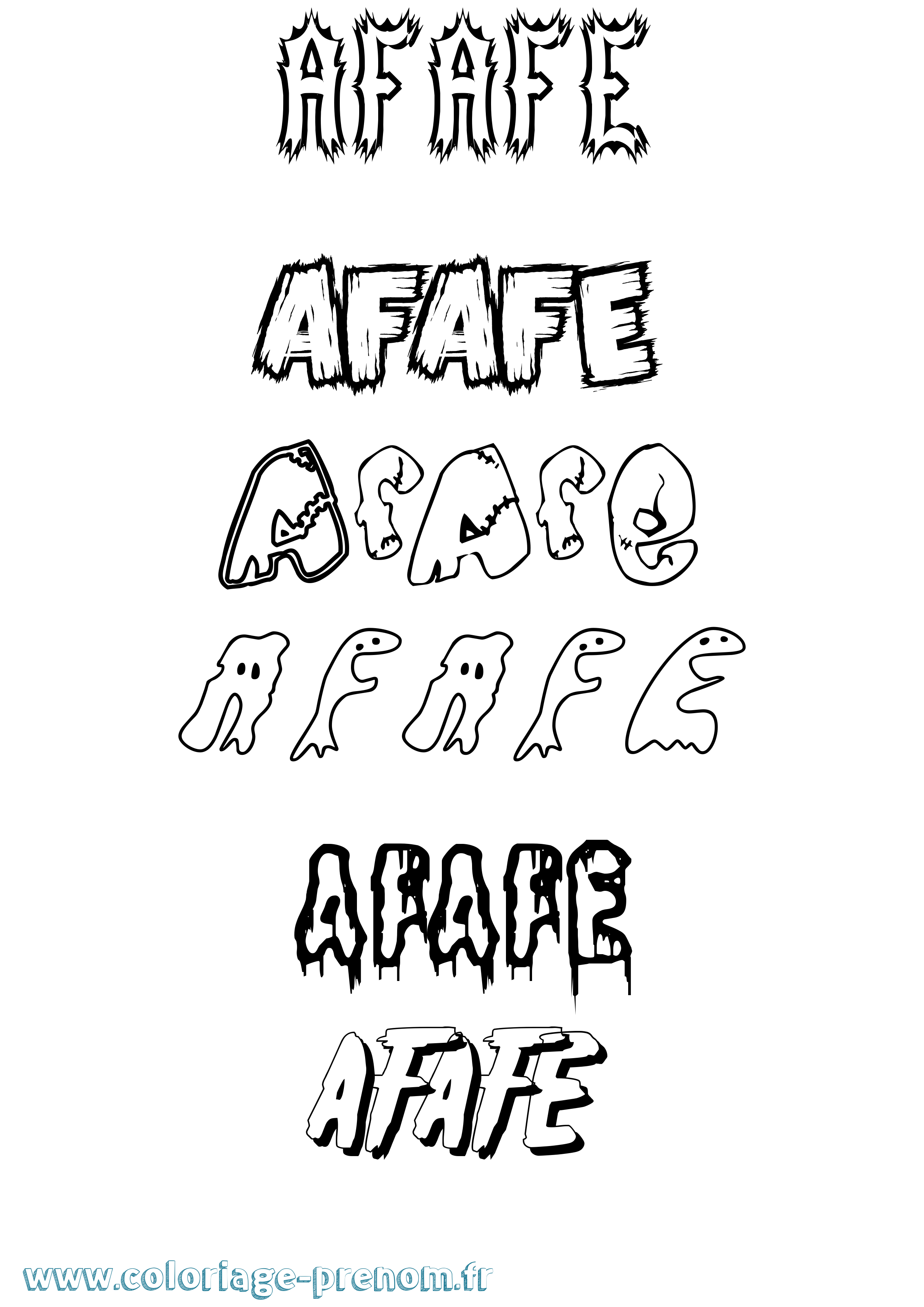 Coloriage Afafe Frisson Coloriage prénom Afafe Frisson