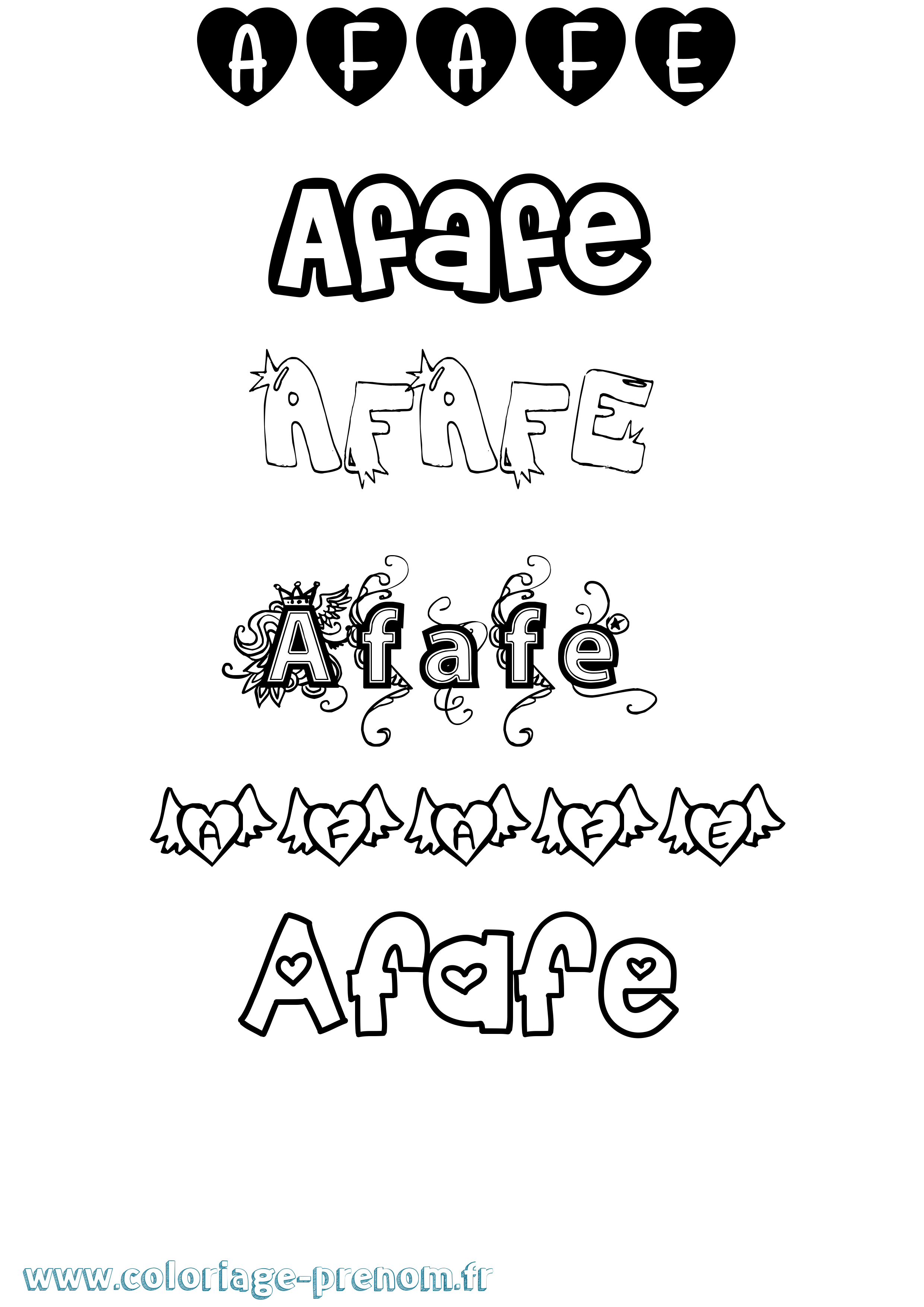 Coloriage Afafe Girly Coloriage prénom Afafe Girly