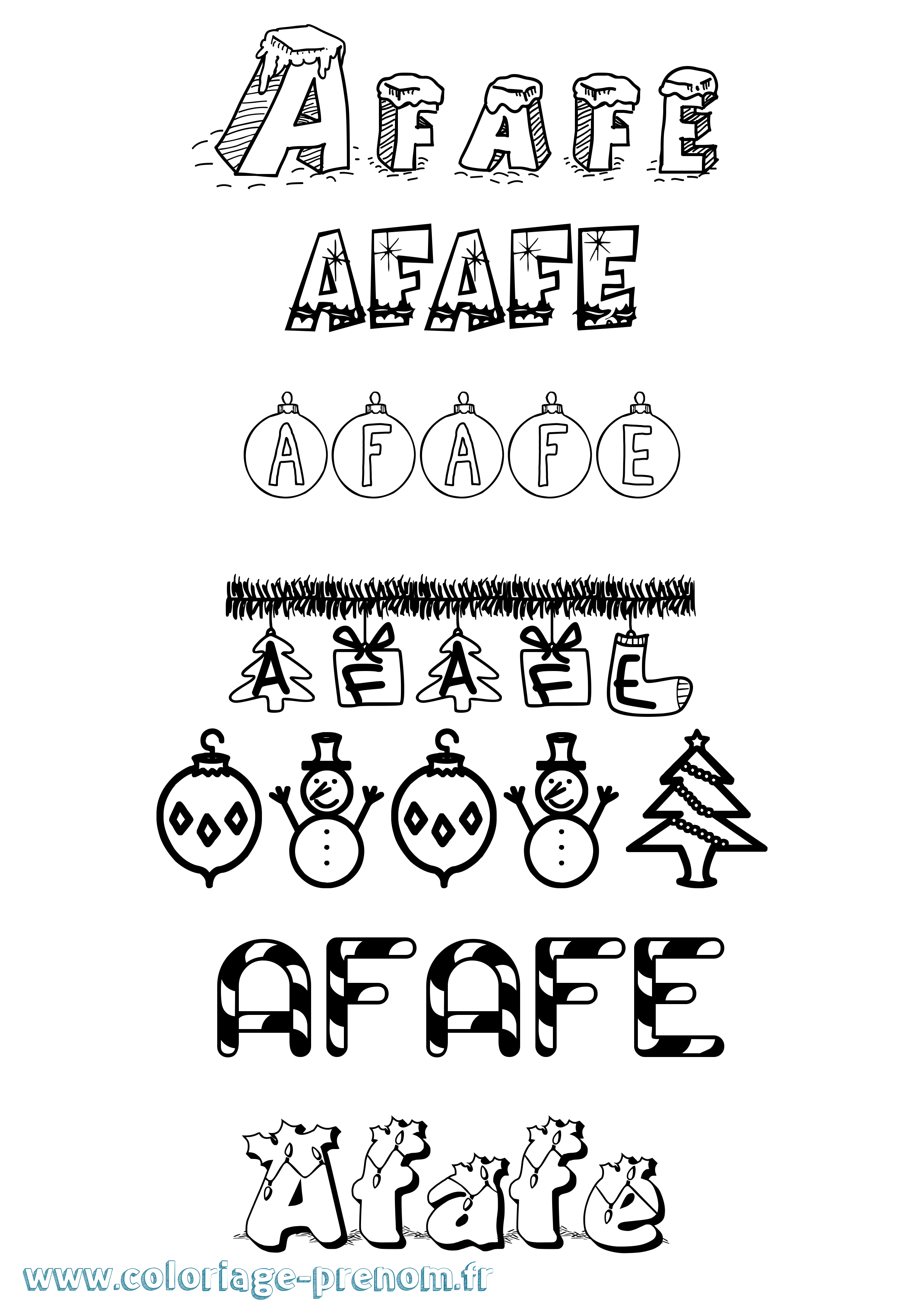 Coloriage Afafe Noël Coloriage prénom Afafe Noël
