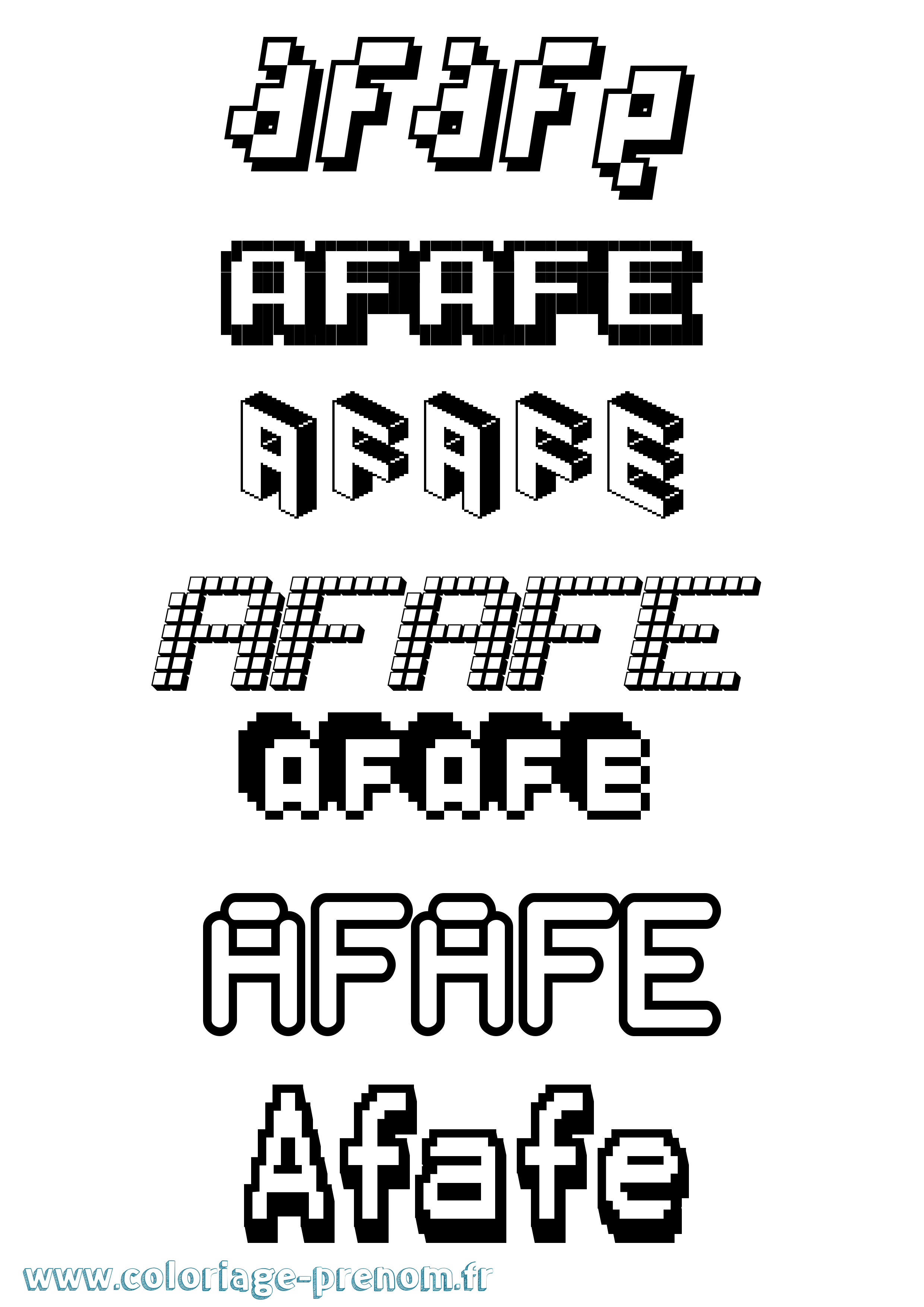 Coloriage Afafe Pixel Coloriage prénom Afafe Pixel