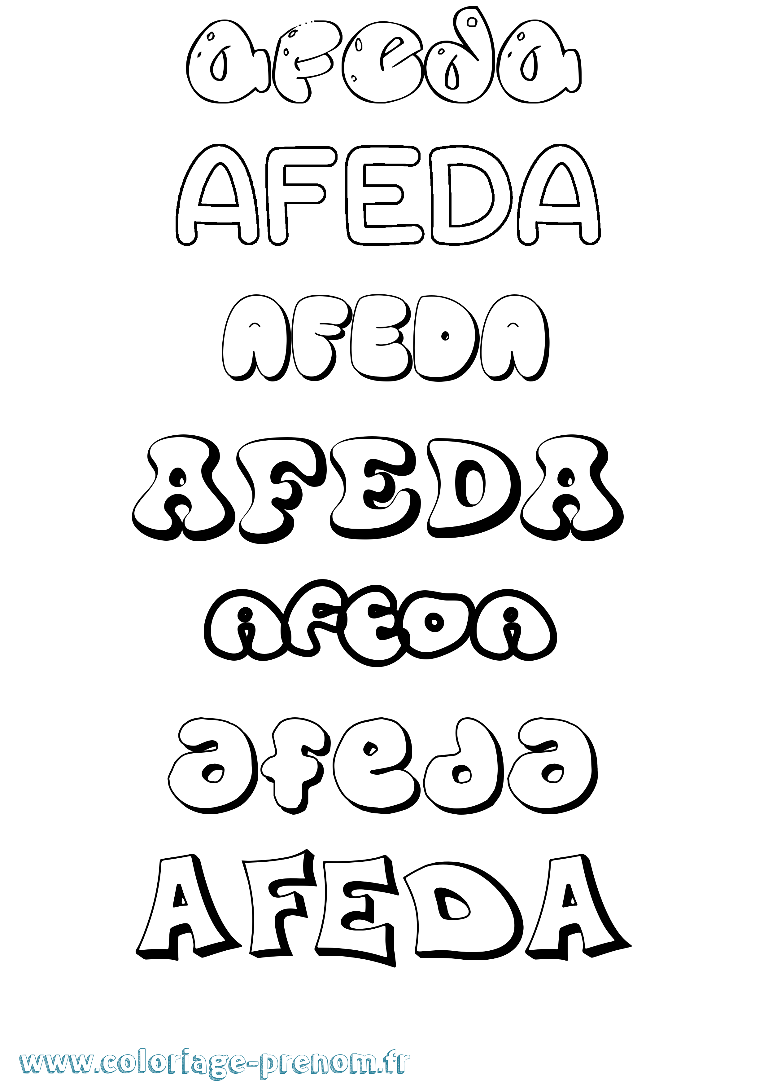 Coloriage Afeda Bubble Coloriage prénom Afeda Bubble
