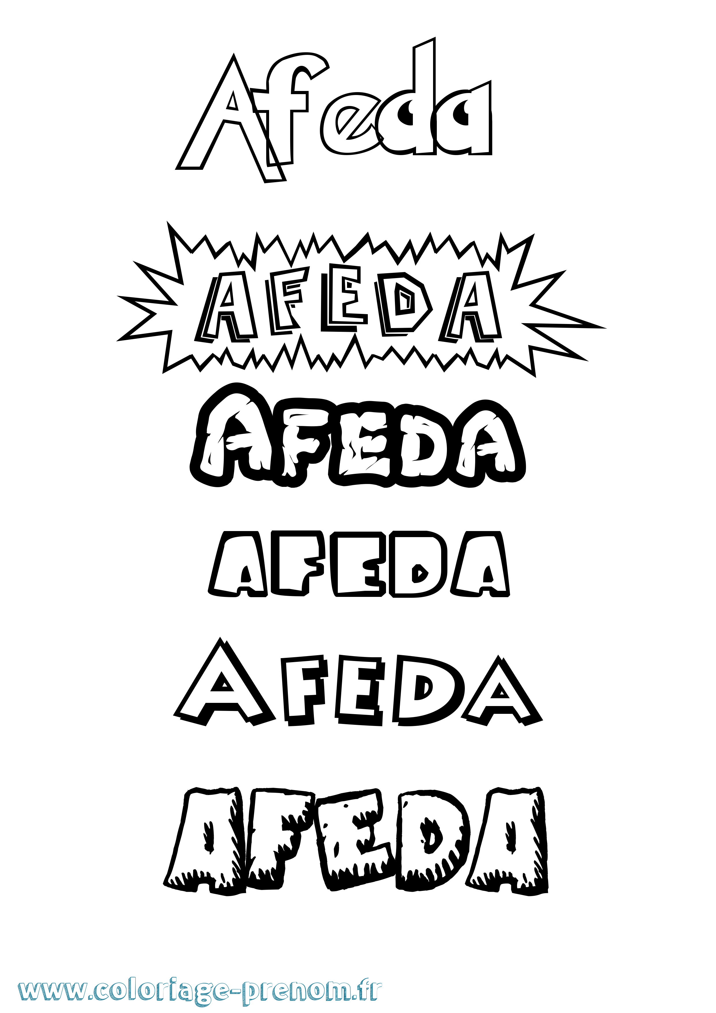 Coloriage Afeda Dessin Animé Coloriage prénom Afeda Dessin Animé