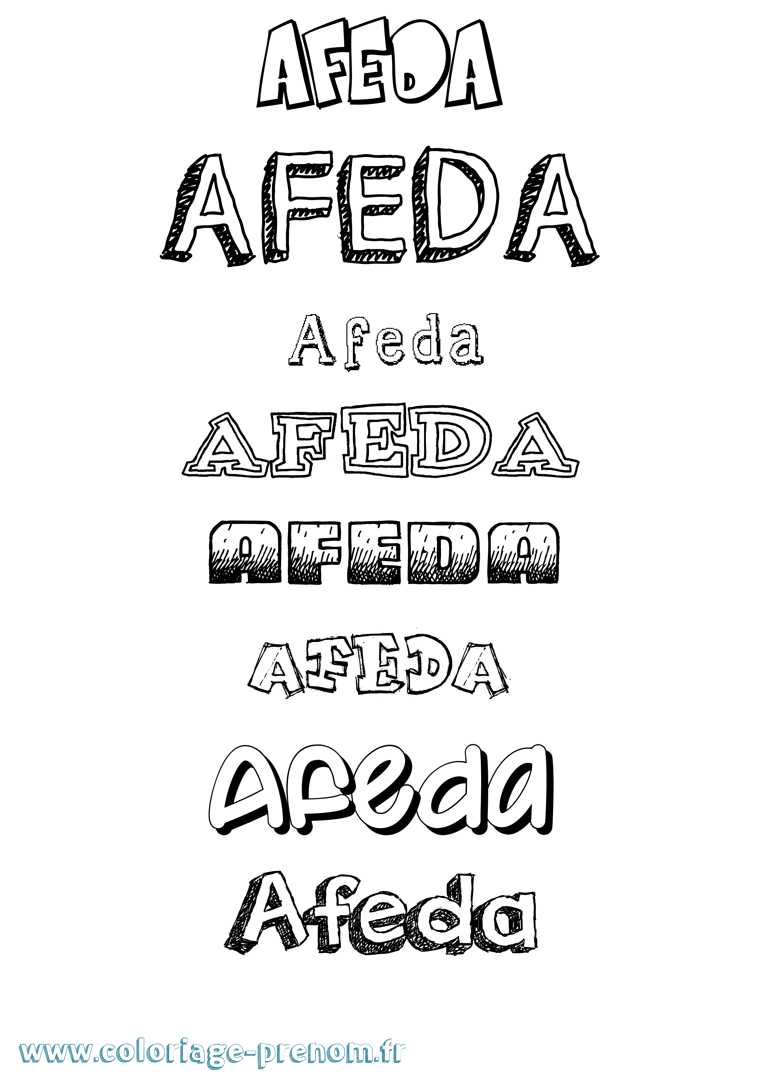Coloriage Afeda Dessiné Coloriage prénom Afeda Dessiné