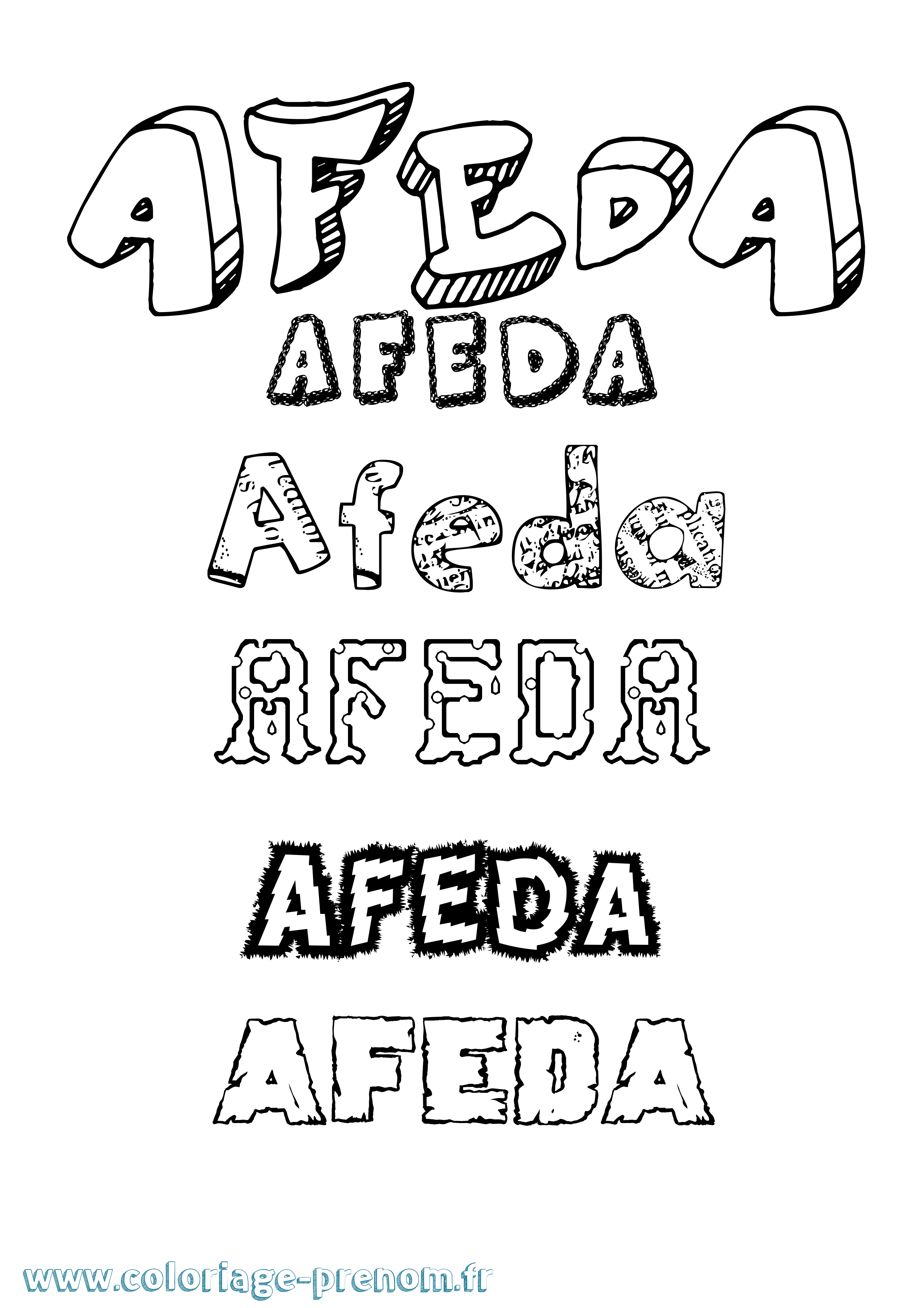 Coloriage Afeda Destructuré Coloriage prénom Afeda Destructuré