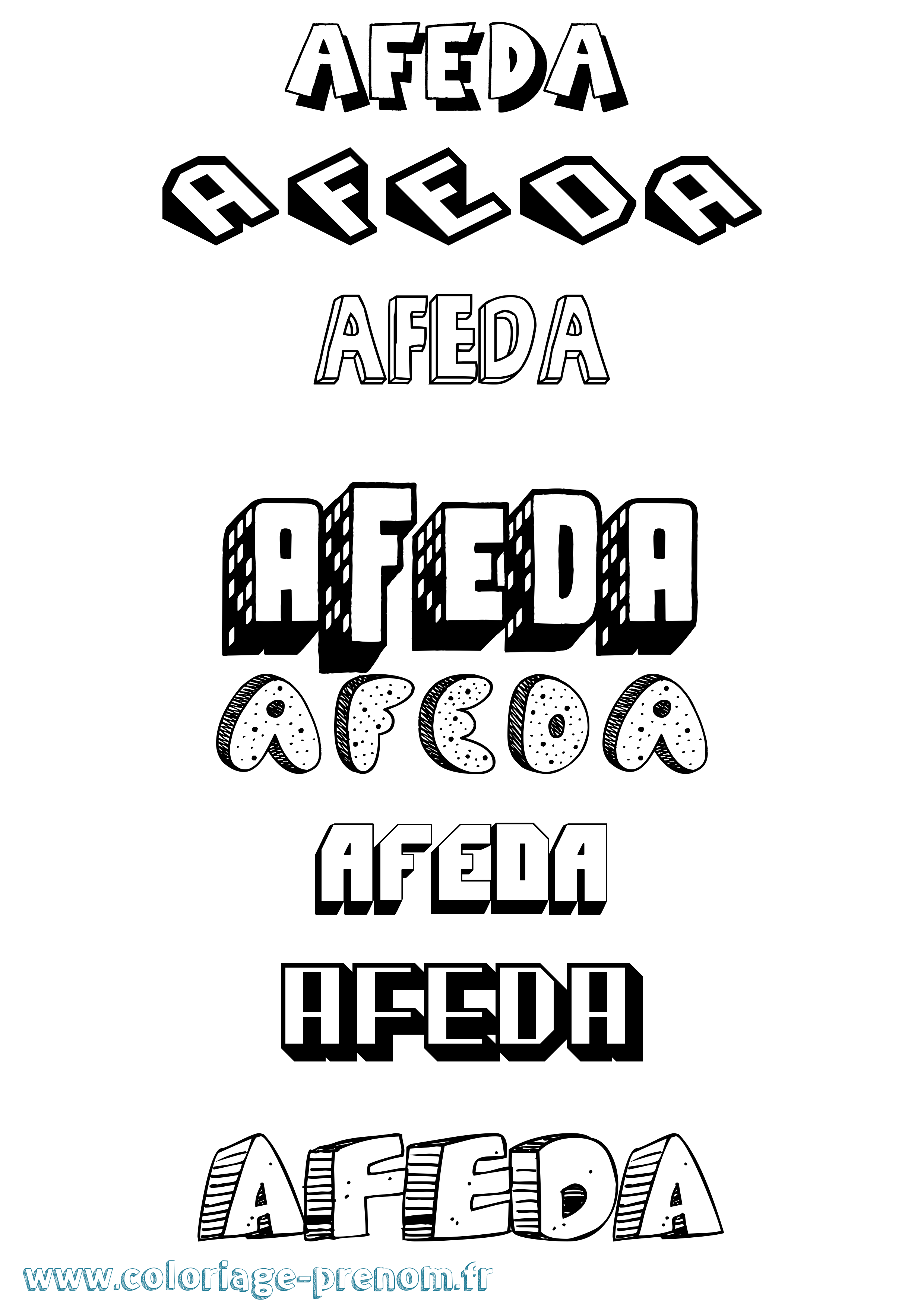 Coloriage Afeda Effet 3D Coloriage prénom Afeda Effet 3D