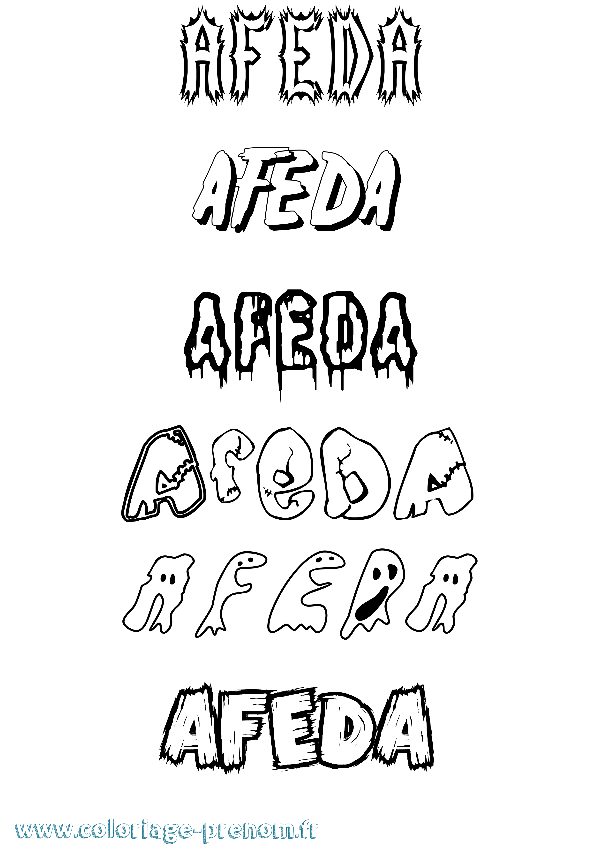 Coloriage Afeda Frisson Coloriage prénom Afeda Frisson