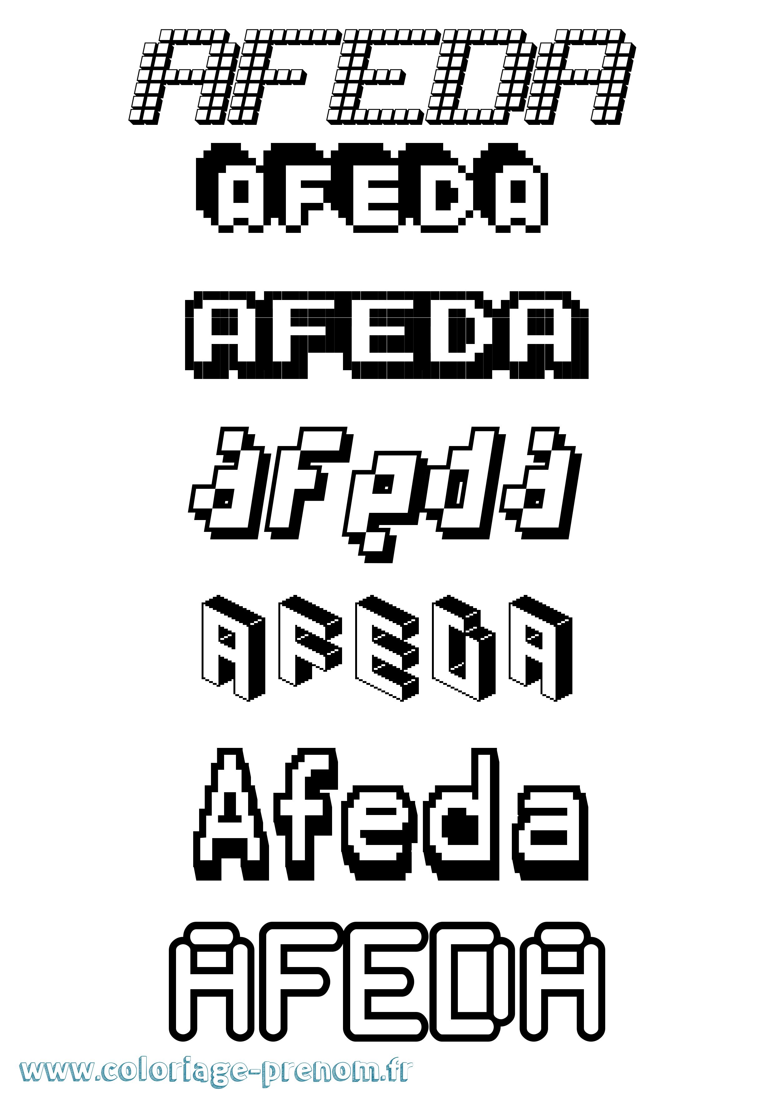 Coloriage Afeda Pixel Coloriage prénom Afeda Pixel