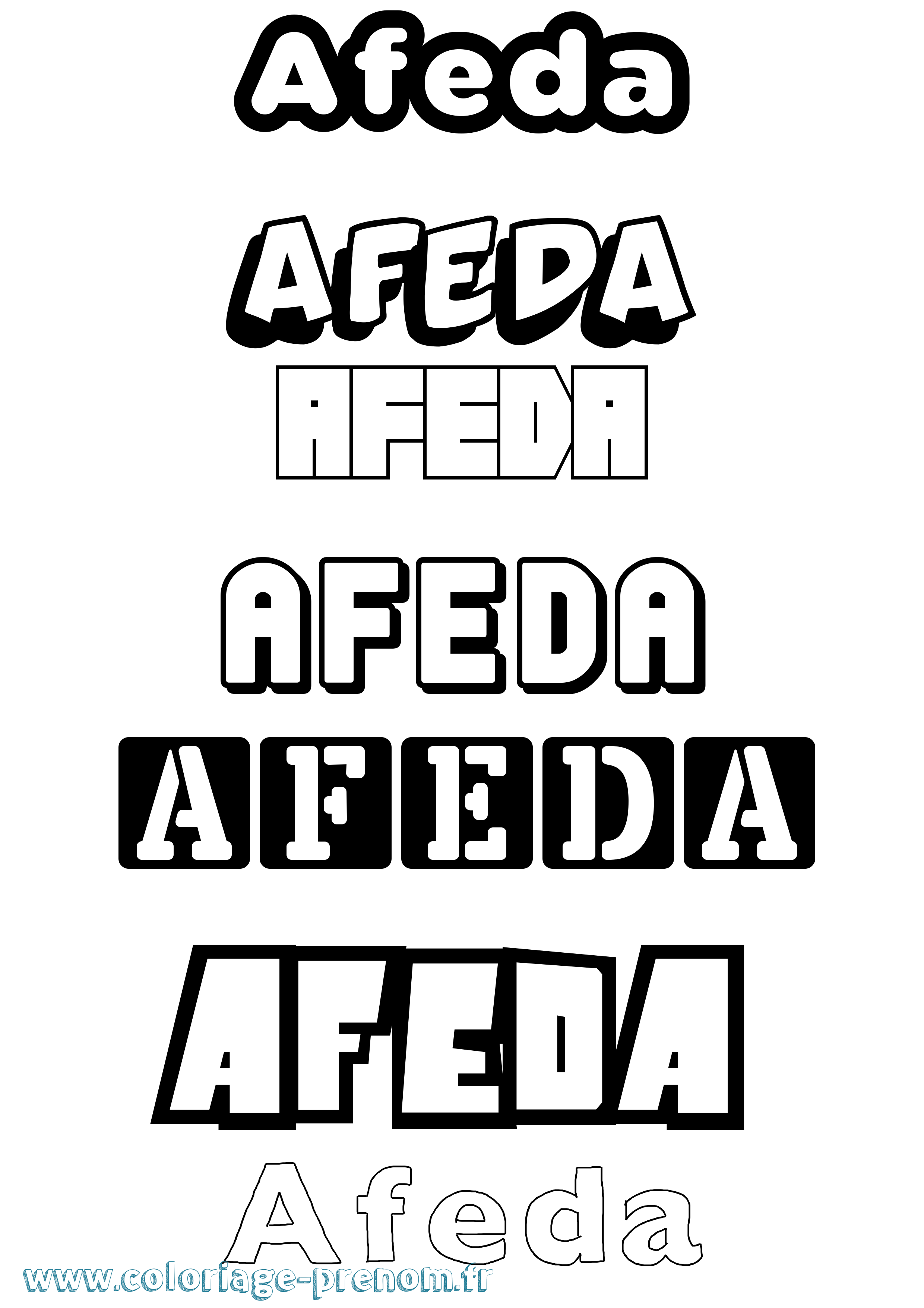 Coloriage Afeda Simple Coloriage prénom Afeda Simple
