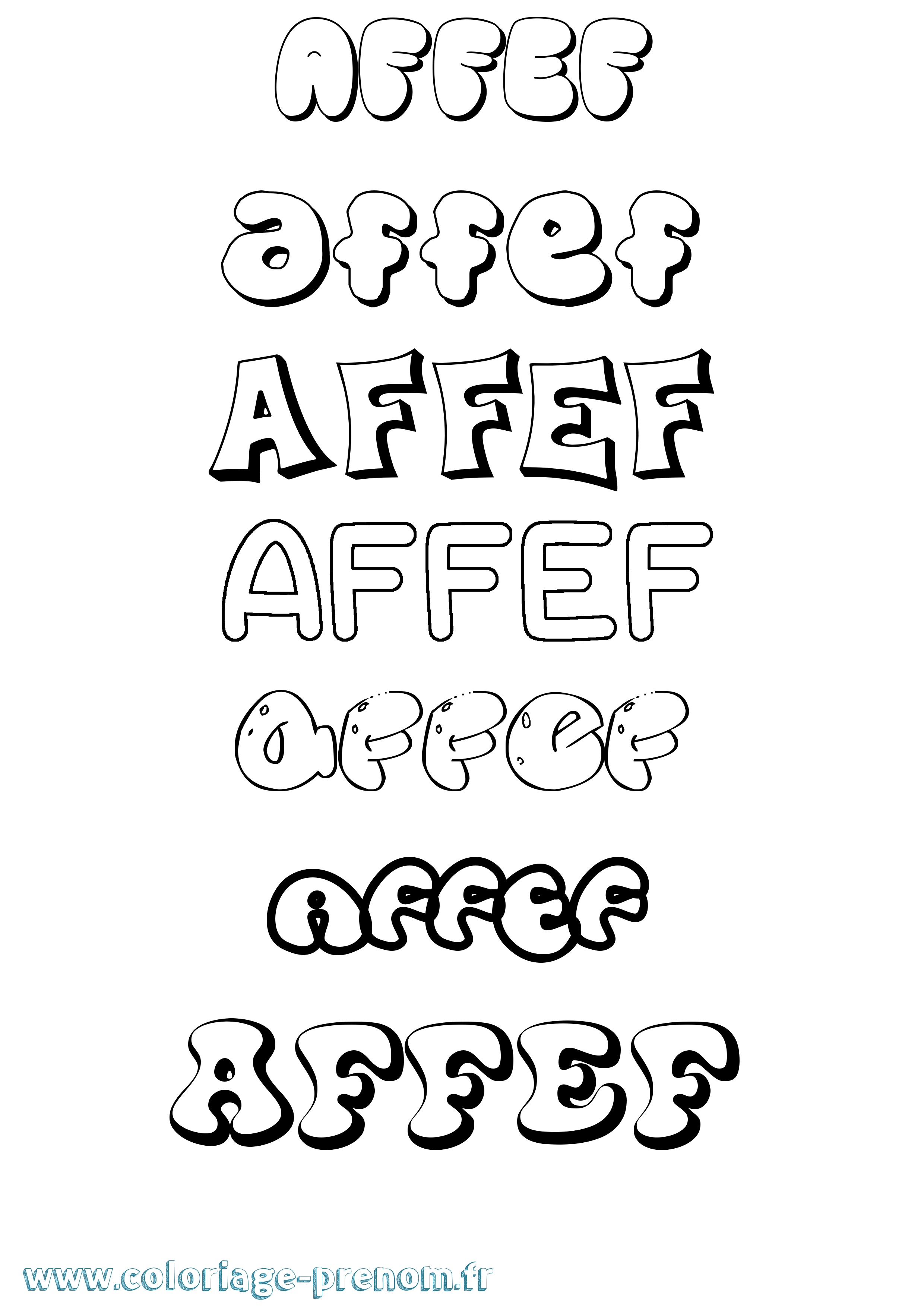 Coloriage Affef Bubble Coloriage prénom Affef Bubble