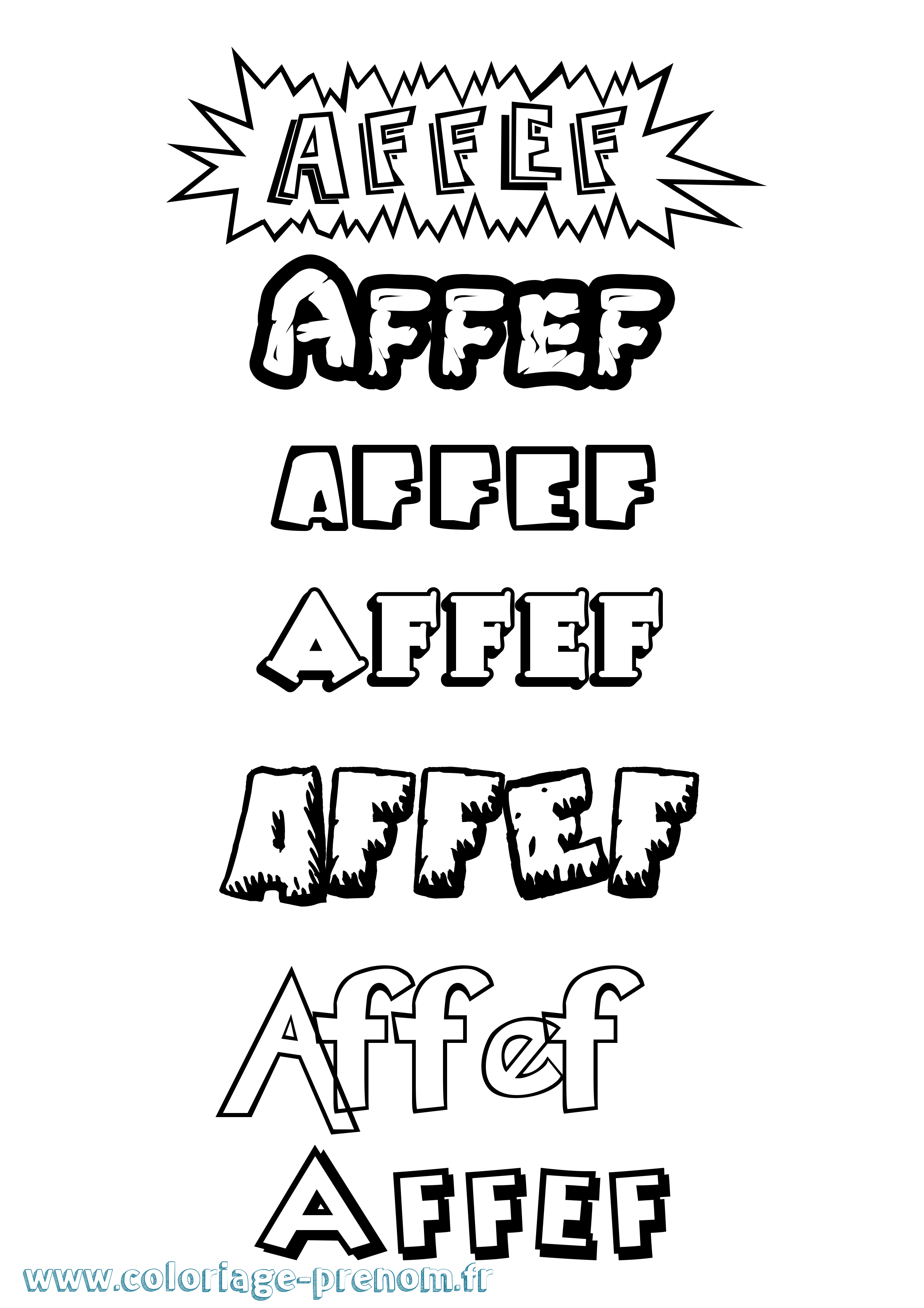 Coloriage Affef Dessin Animé Coloriage prénom Affef Dessin Animé